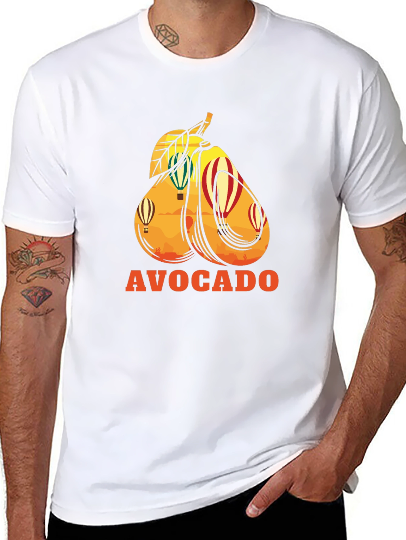 Avocado Hot Air Balloon Black Graphic Tee
