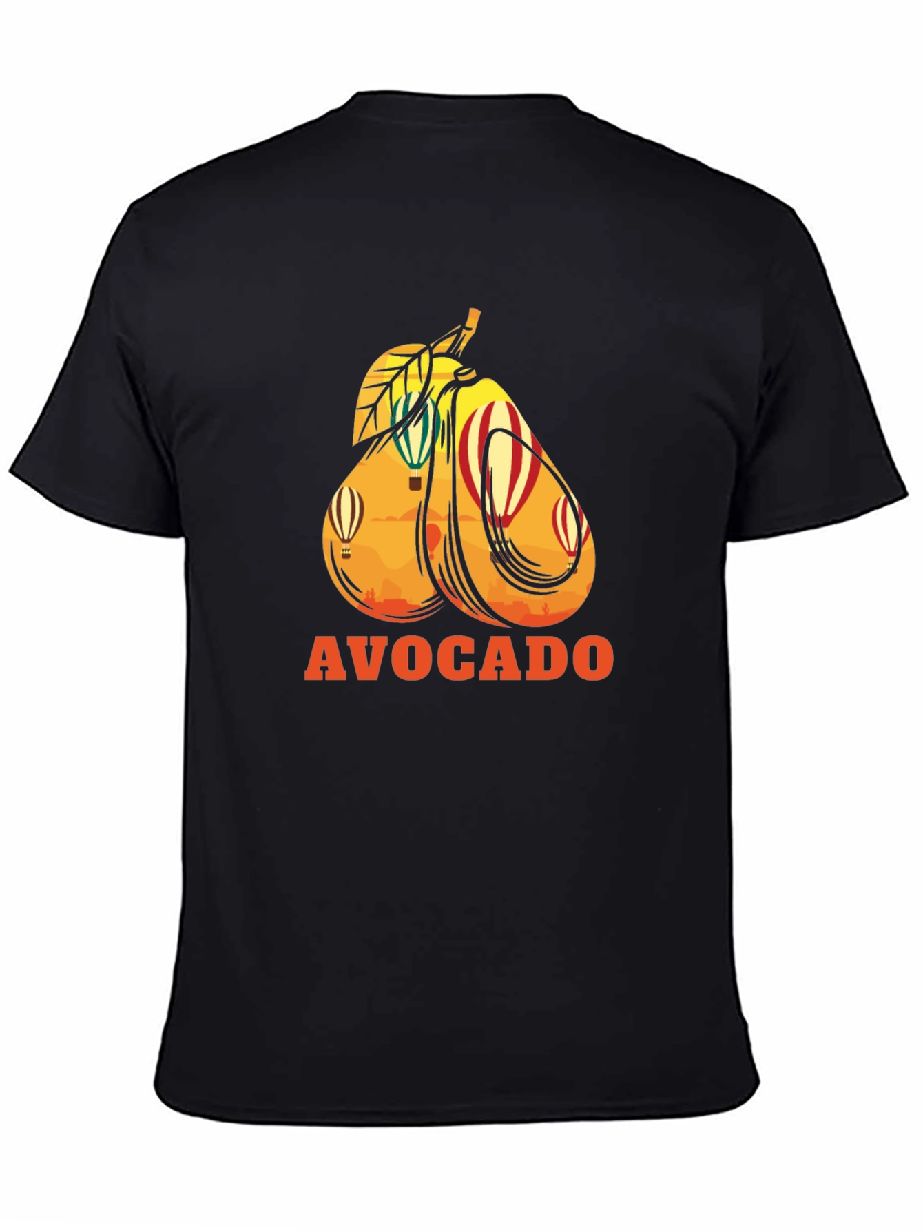 Avocado Hot Air Balloon Black Graphic Tee