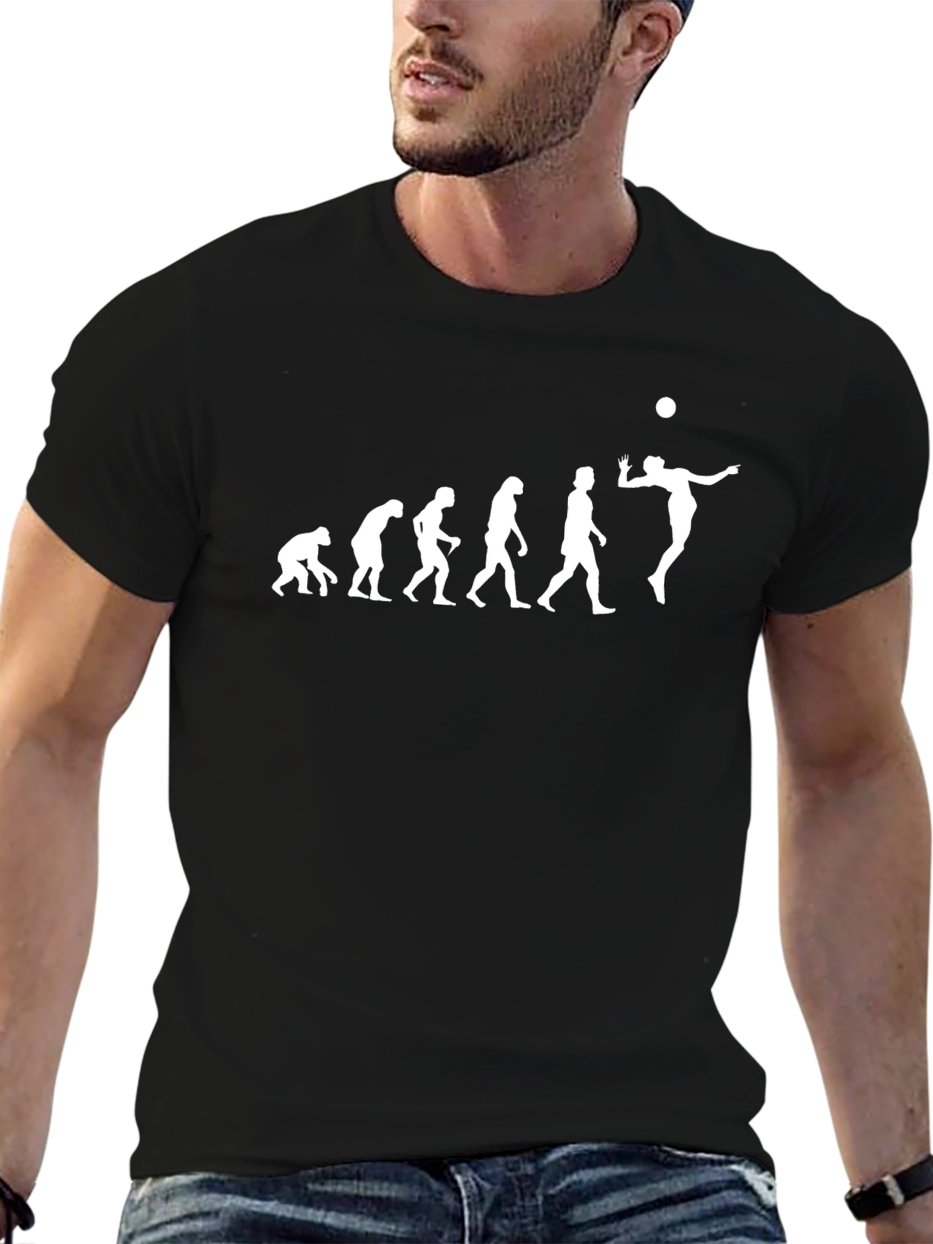 Volleyball Evolution Graphic Tee - Black Cotton T-Shirt