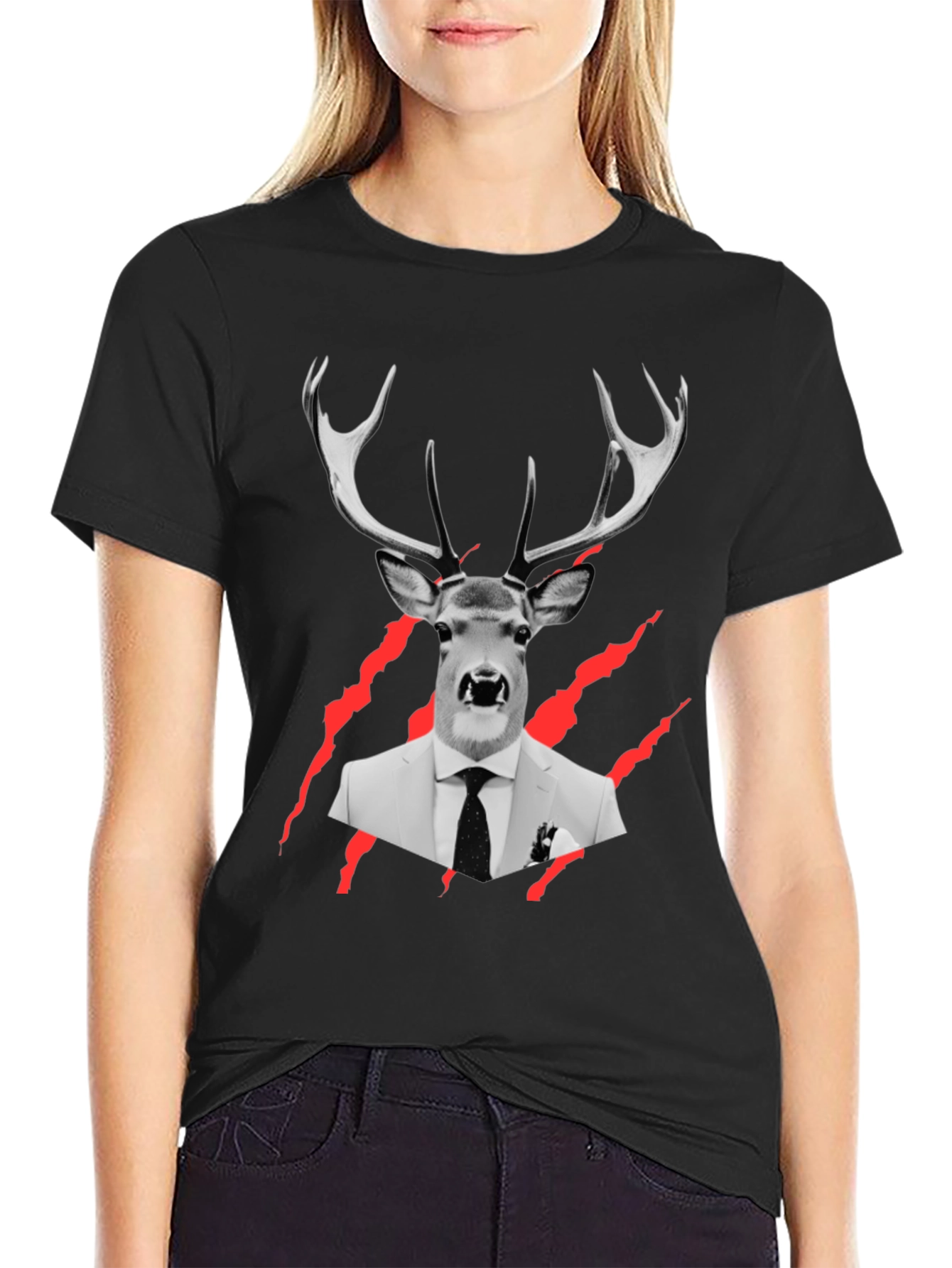 Deer in Suit Graphic Tee