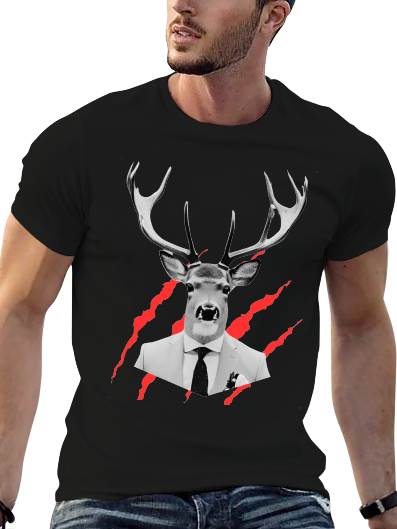 Deer in Suit Graphic Tee
