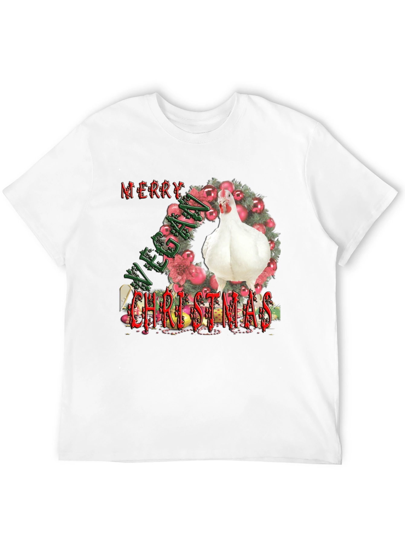 Vegan Christmas T-Shirt with Chicken