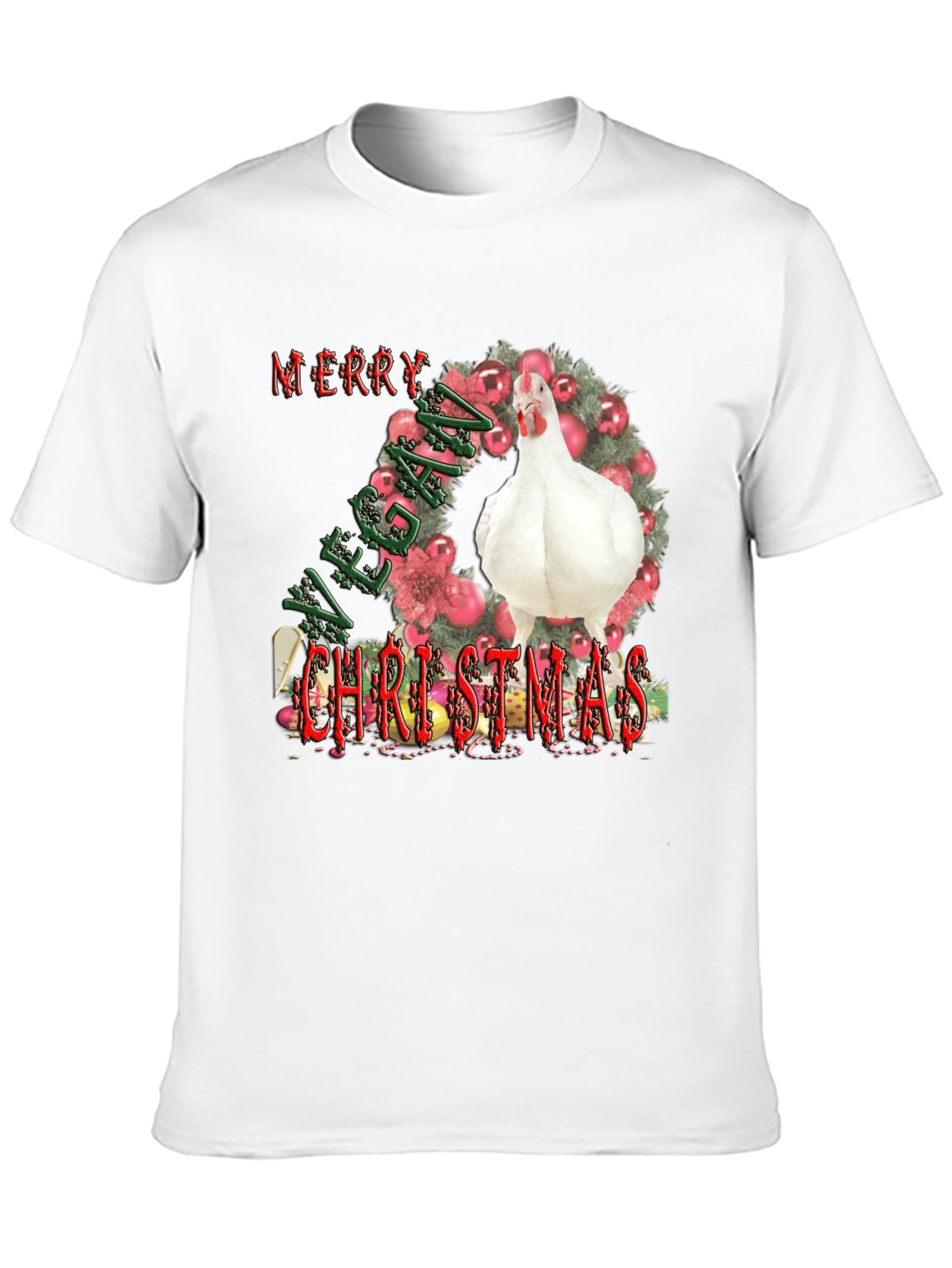 Vegan Christmas T-Shirt with Chicken