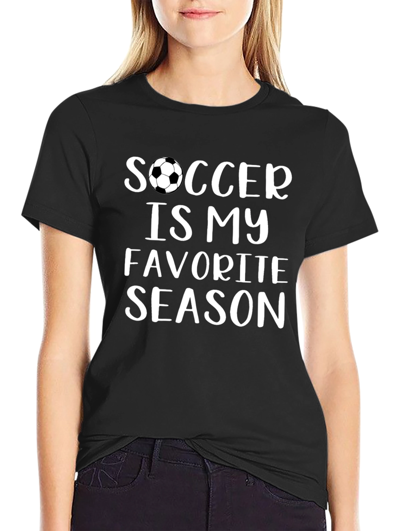 Soccer Is My Favorite Season Black T-Shirt