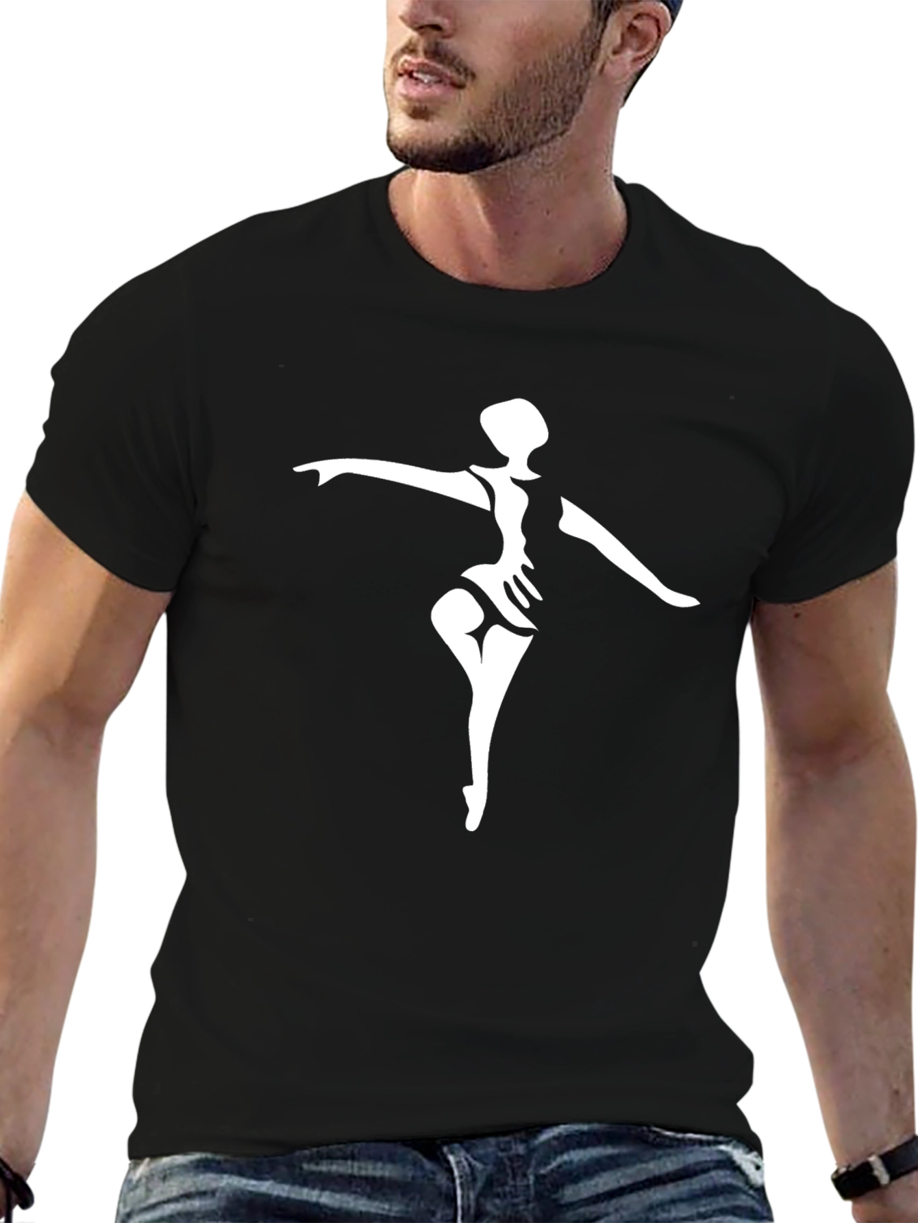 Black T-Shirt with Ballerina Print