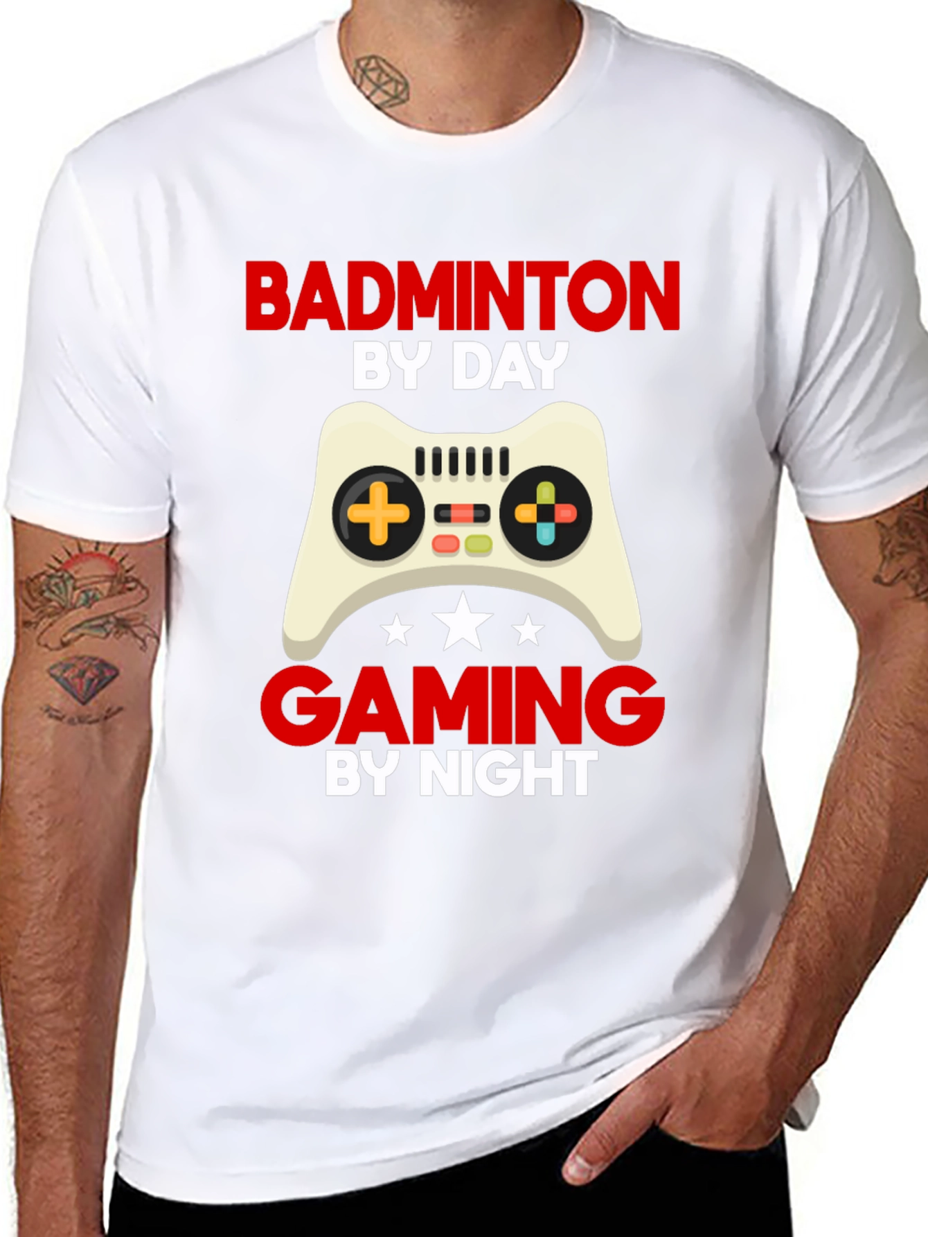 Badminton by Day Gaming by Night Graphic T-Shirt