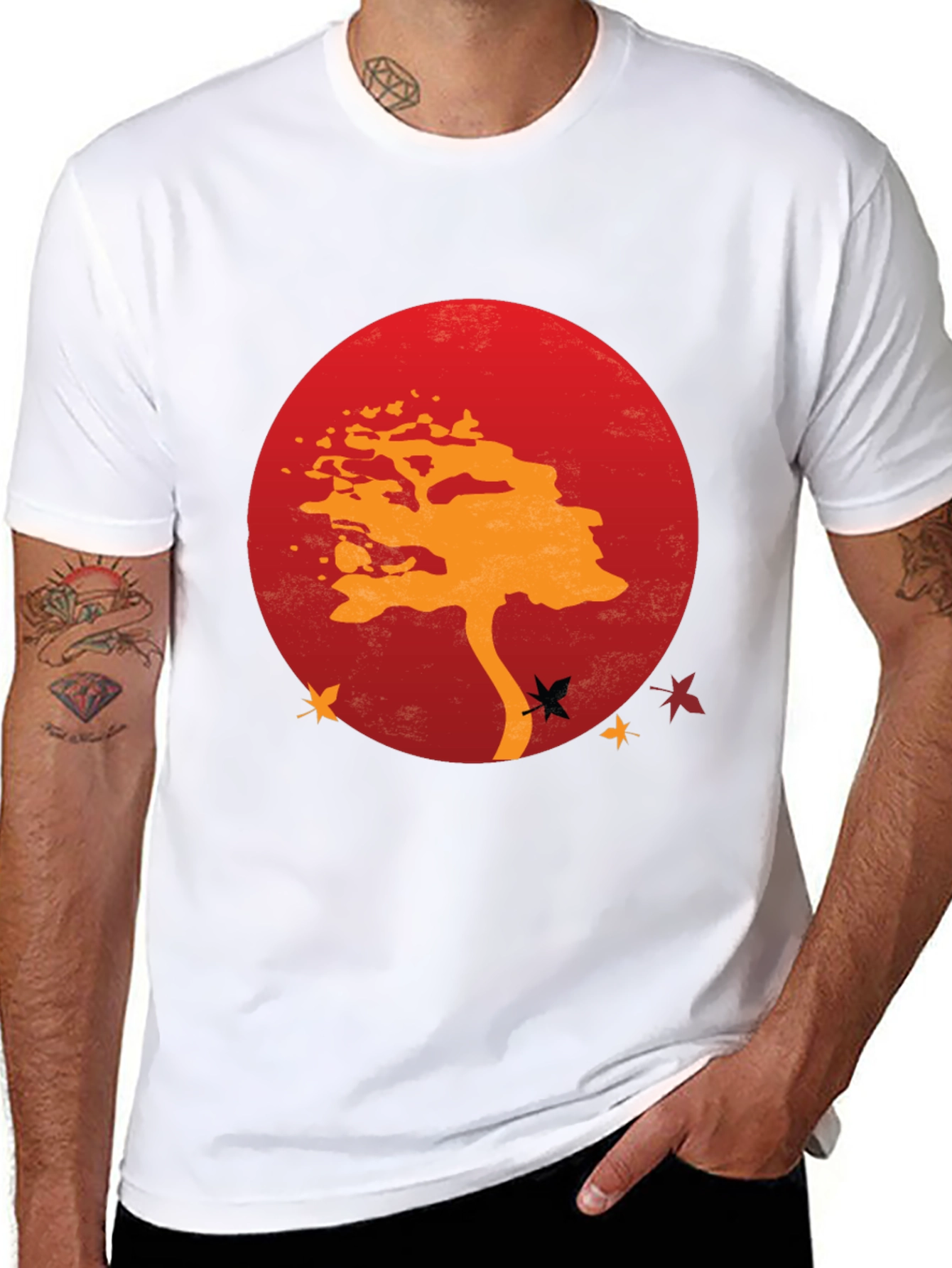 Zen Tree Graphic Tee - Red Sunset Black T-Shirt