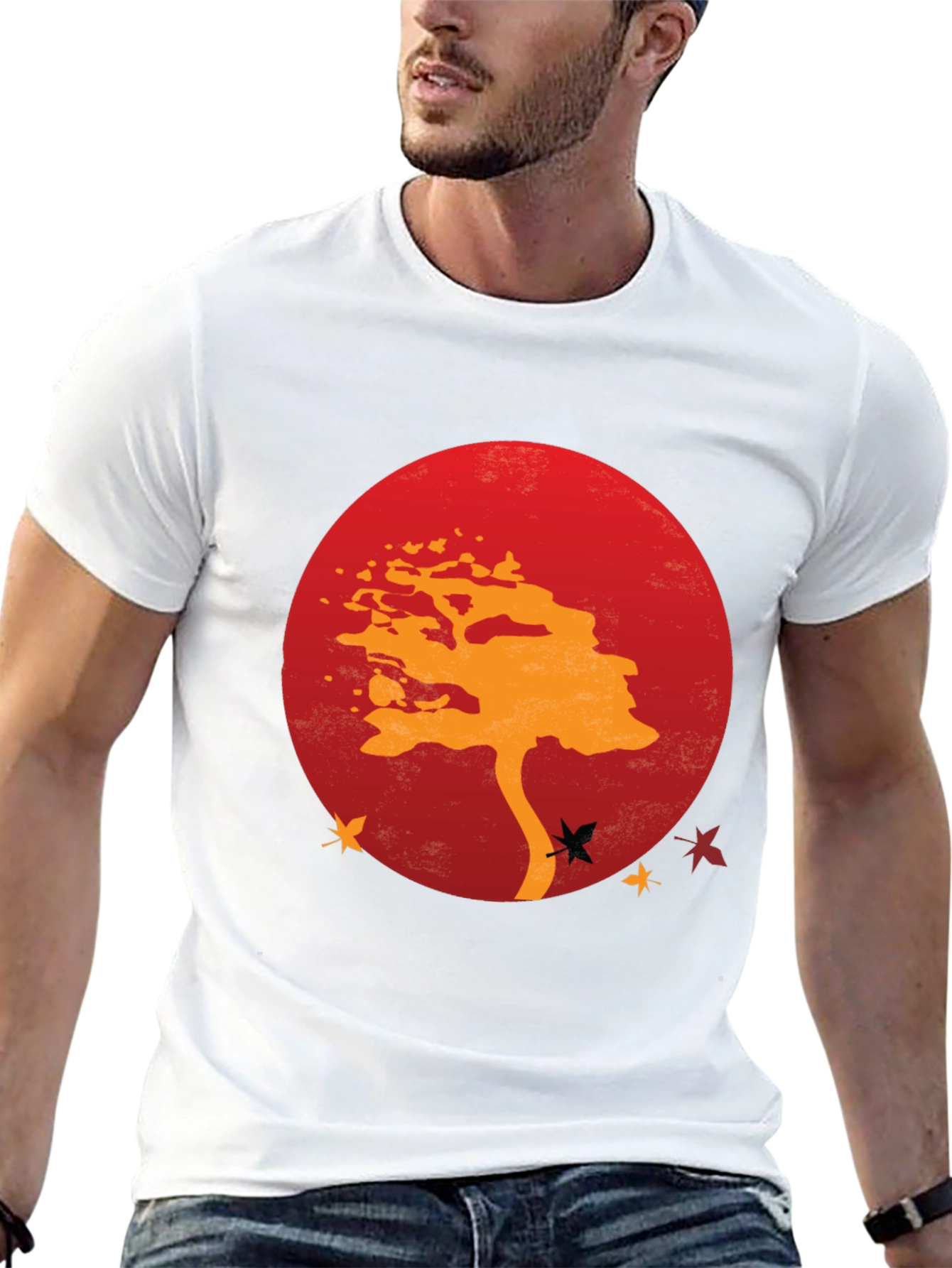 Zen Tree Graphic Tee - Red Sunset Black T-Shirt