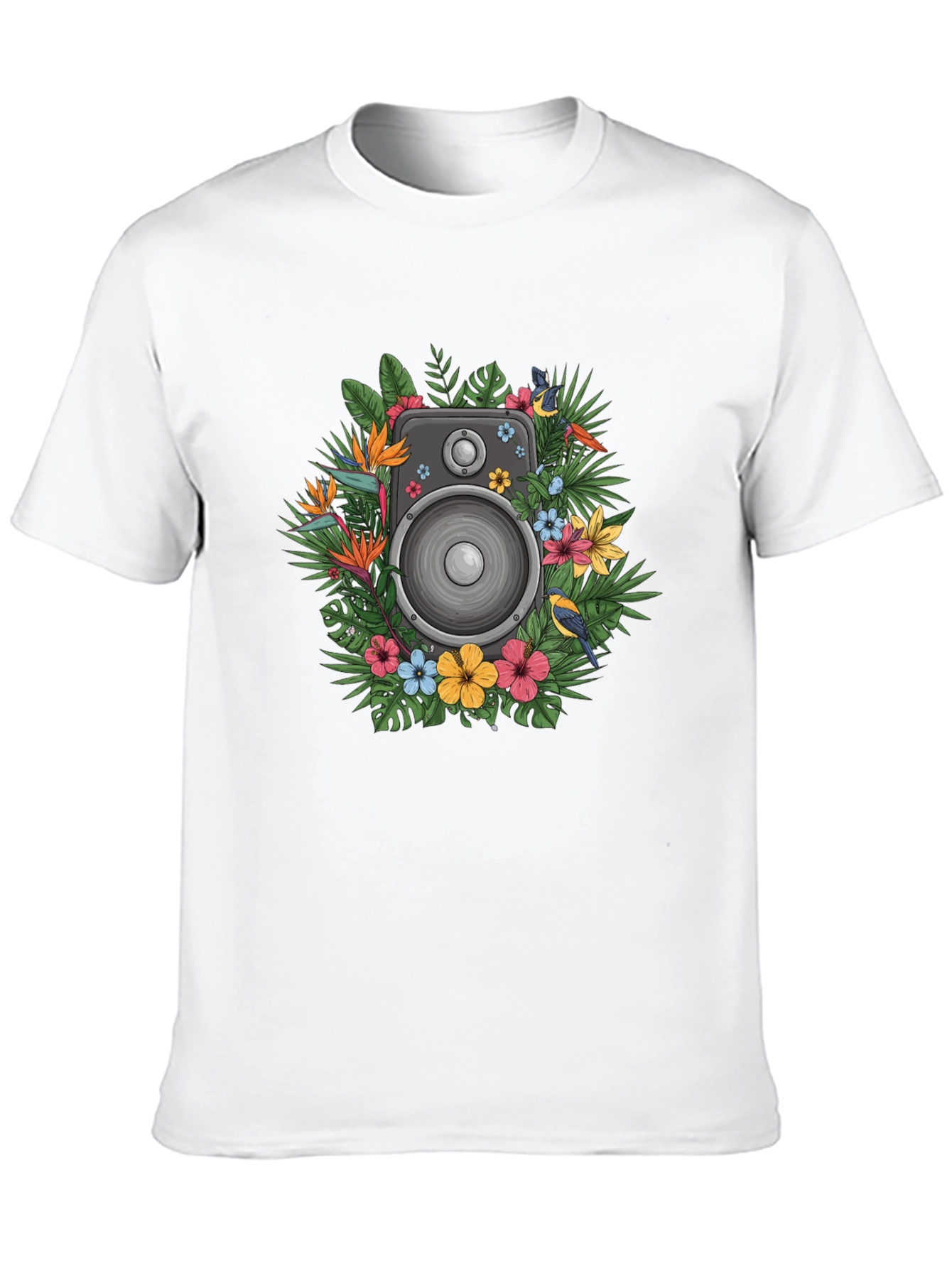 Floral Speaker Graphic Tee - Tropical Vibes