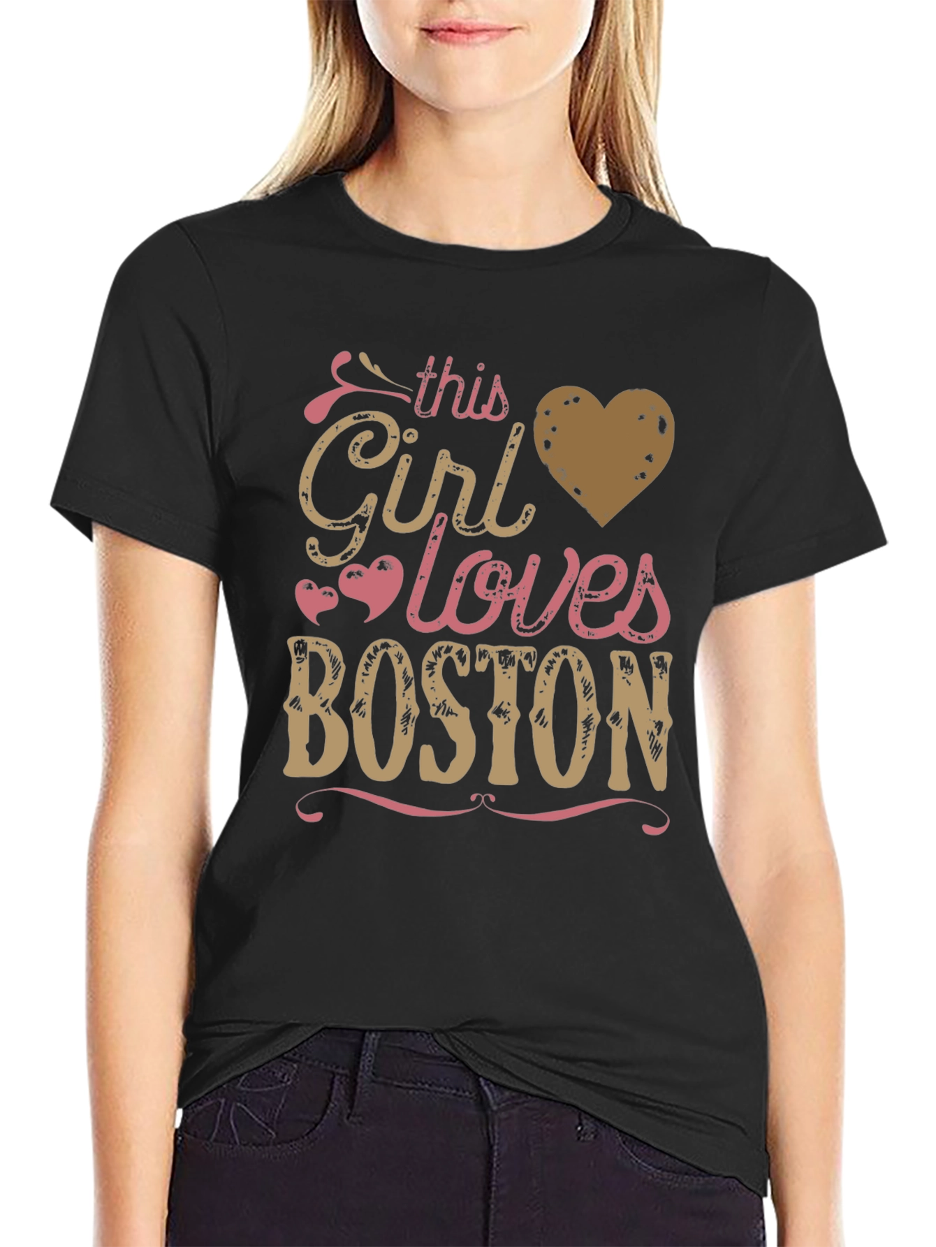 This Girl Loves Boston Graphic T-Shirt