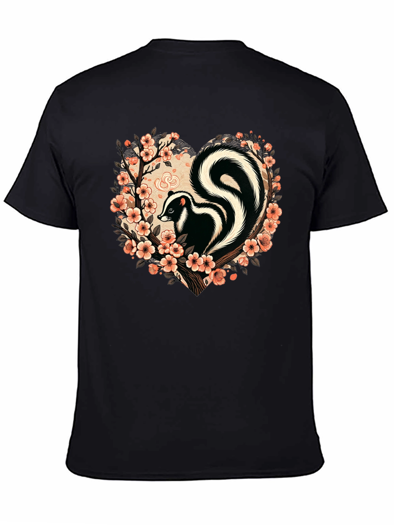 Skunk Floral Heart T-Shirt - Stylish Animal Tee