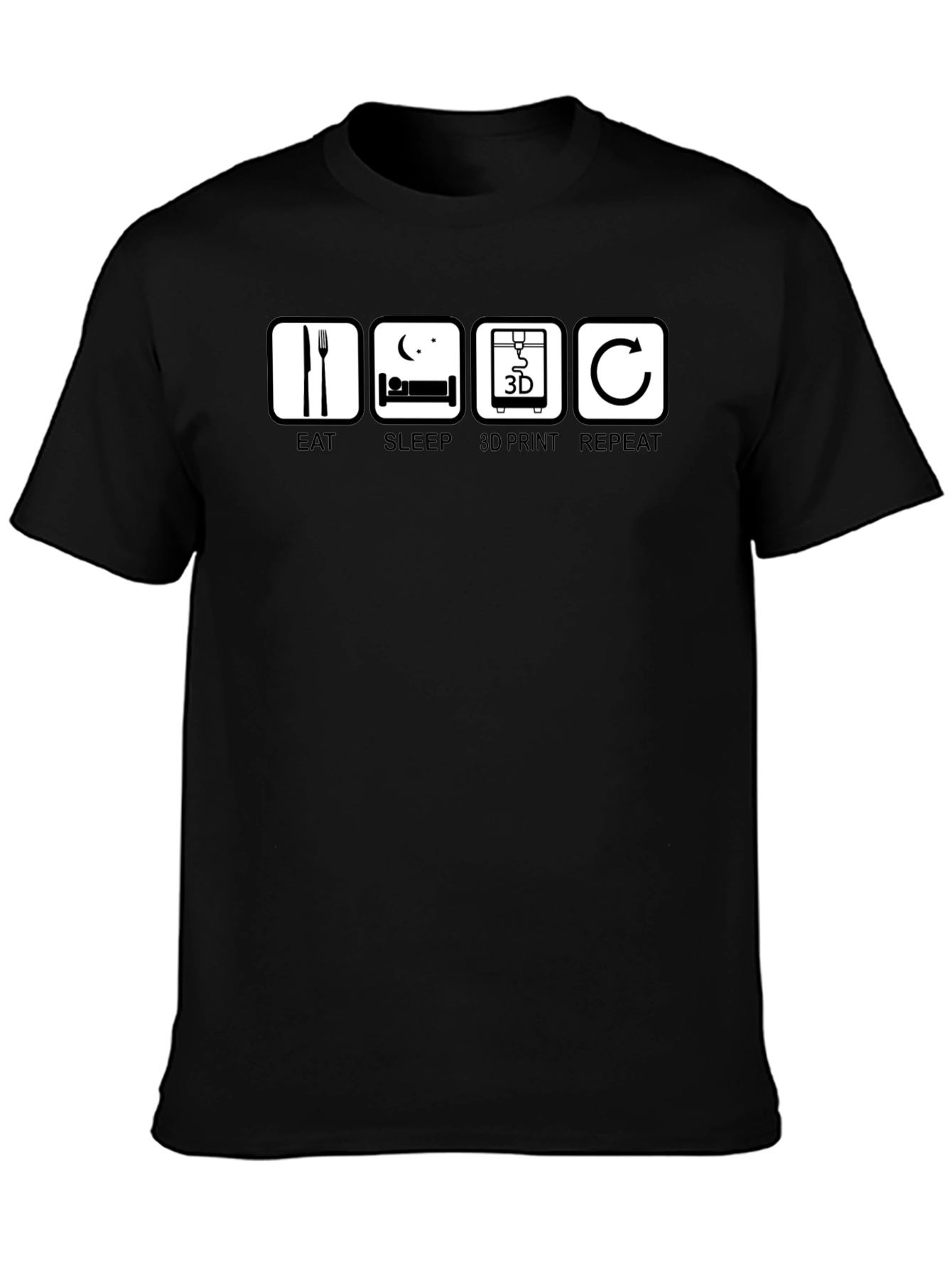 Eat Sleep 3D Print Repeat Black T-Shirt