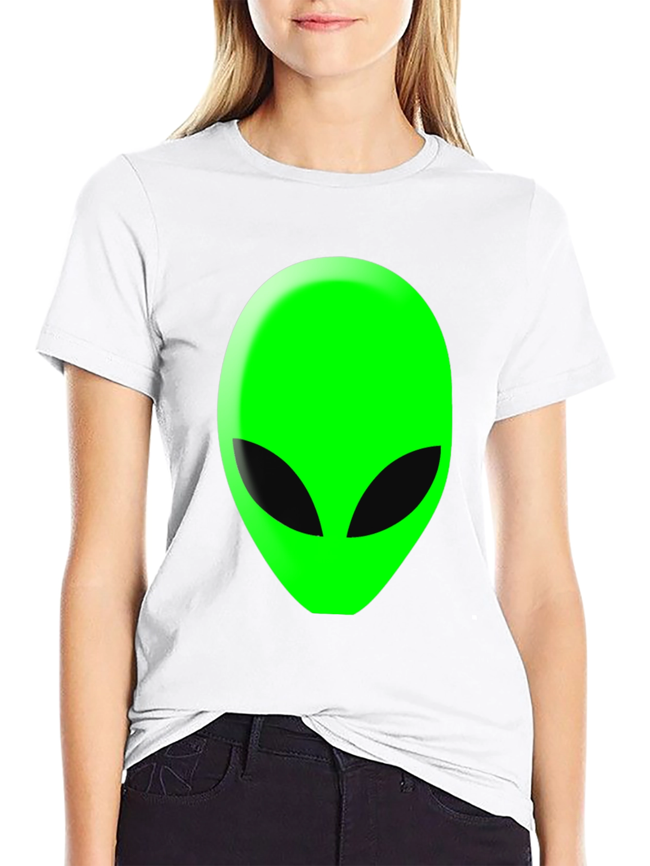 Alien Head Graphic T-Shirt - Black