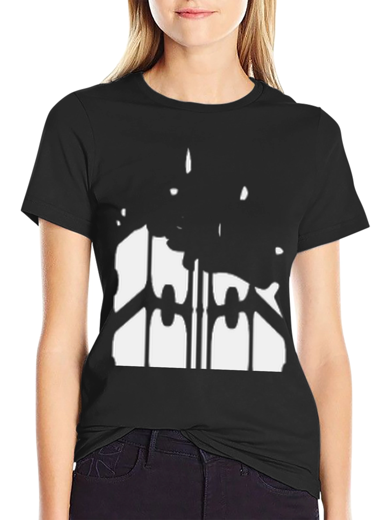 Abstract Silhouette Graphic Print Black T-Shirt