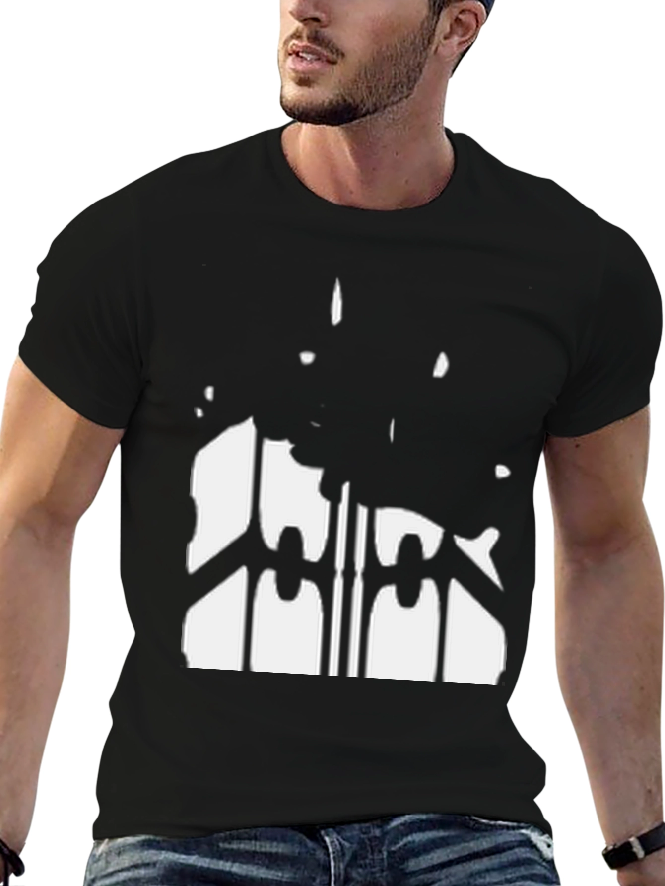 Abstract Silhouette Graphic Print Black T-Shirt