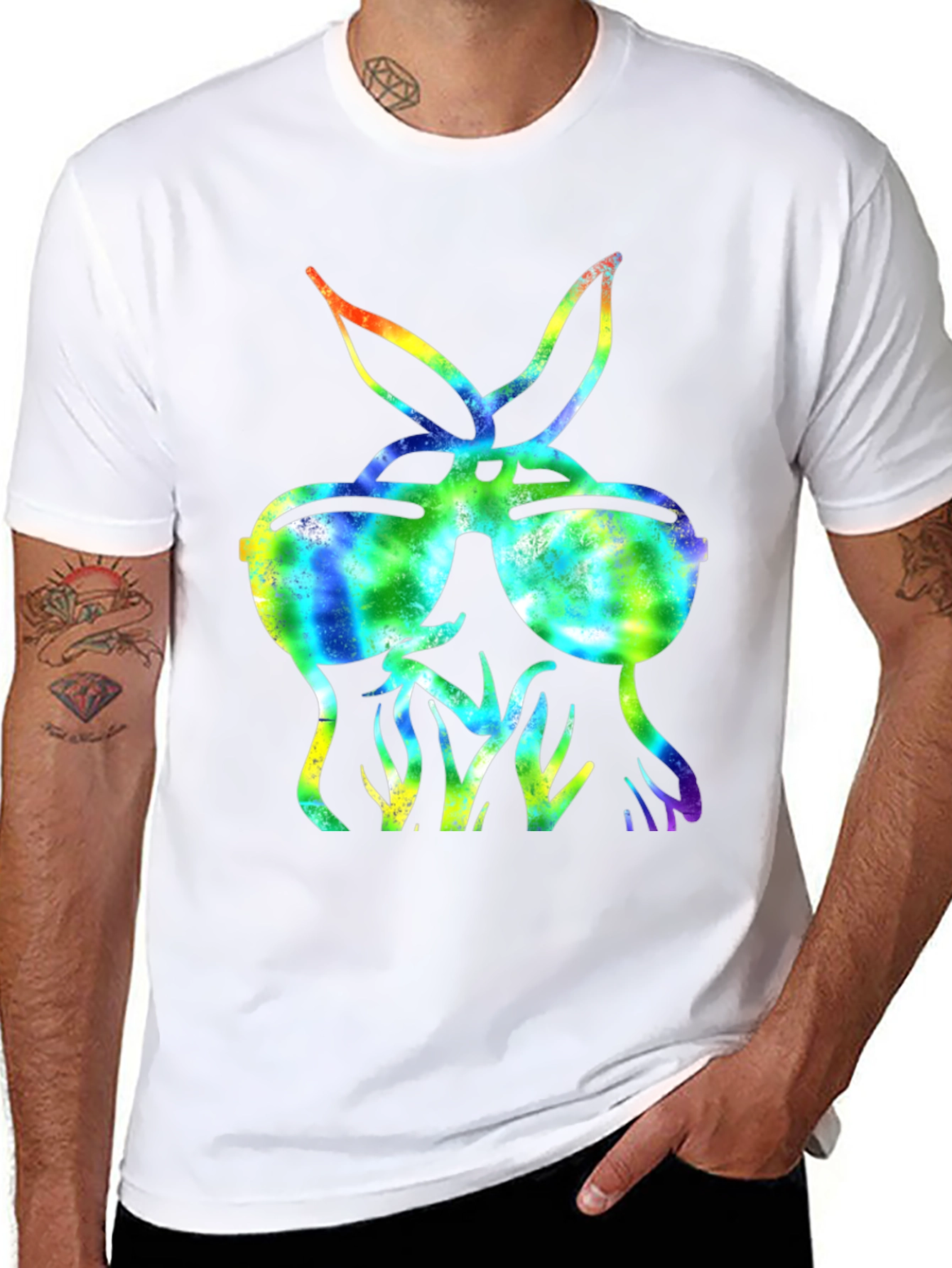 Cool Tie-Dye Bunny Sunglasses T-Shirt