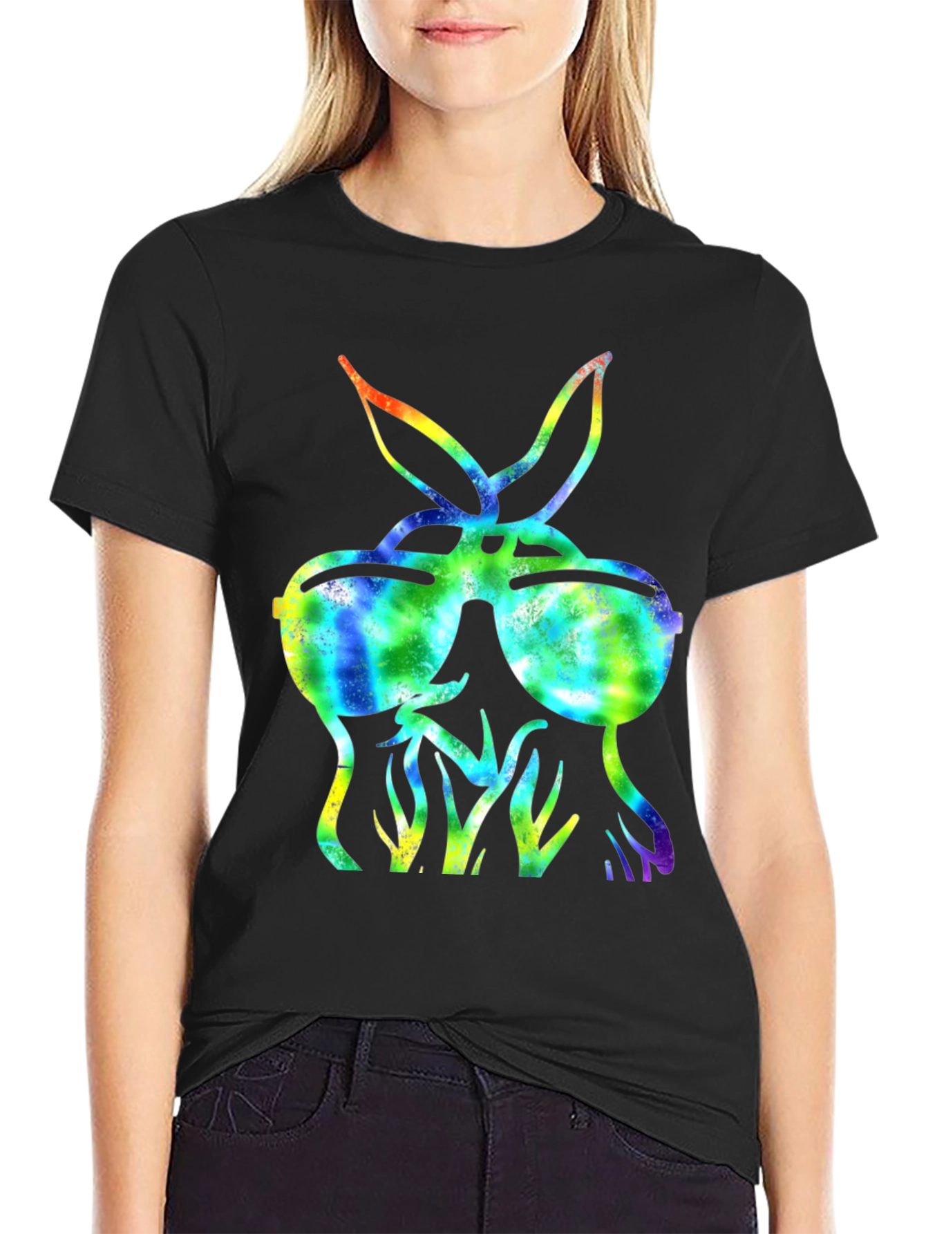 Cool Tie-Dye Bunny Sunglasses T-Shirt