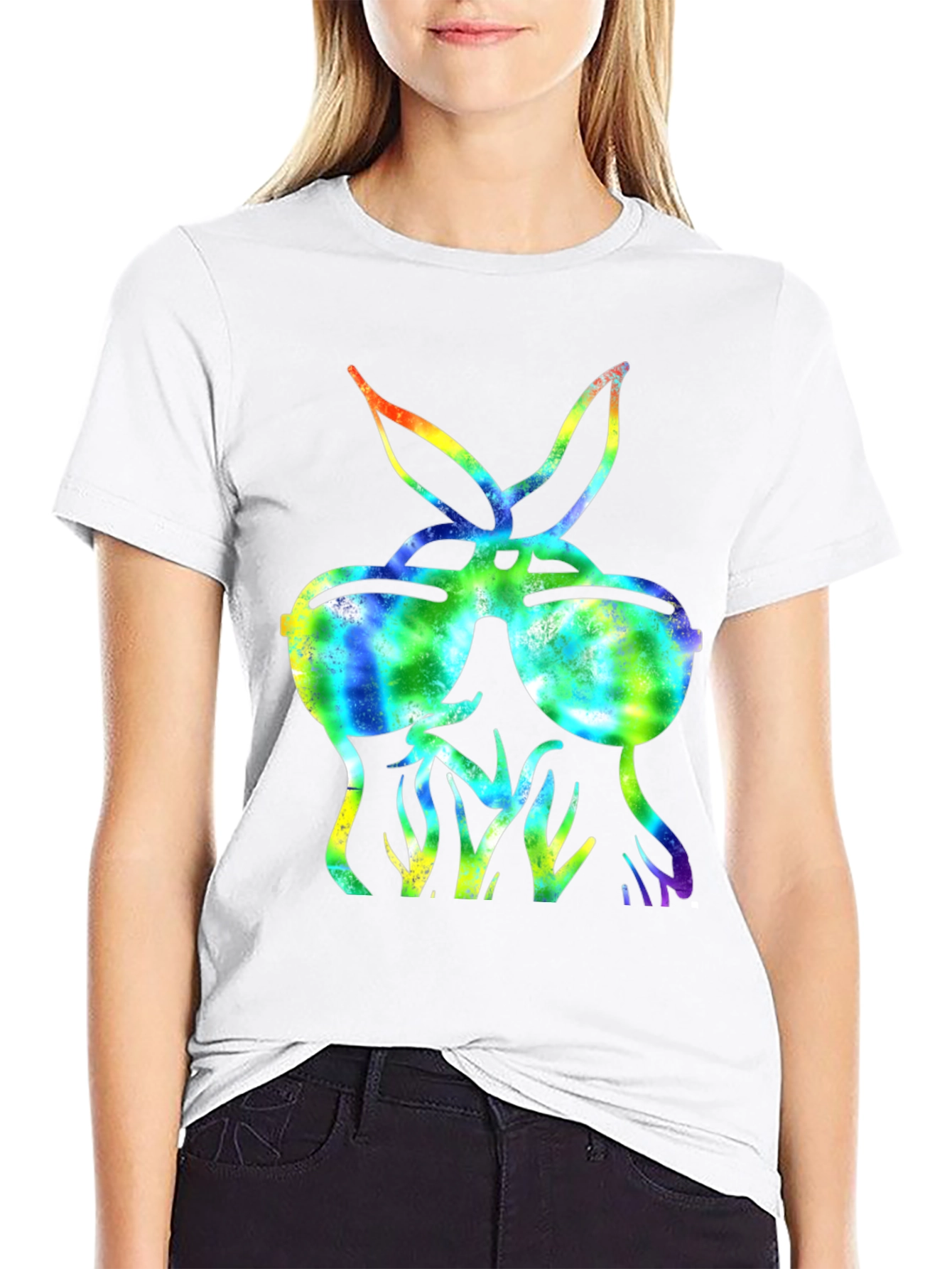Cool Tie-Dye Bunny Sunglasses T-Shirt