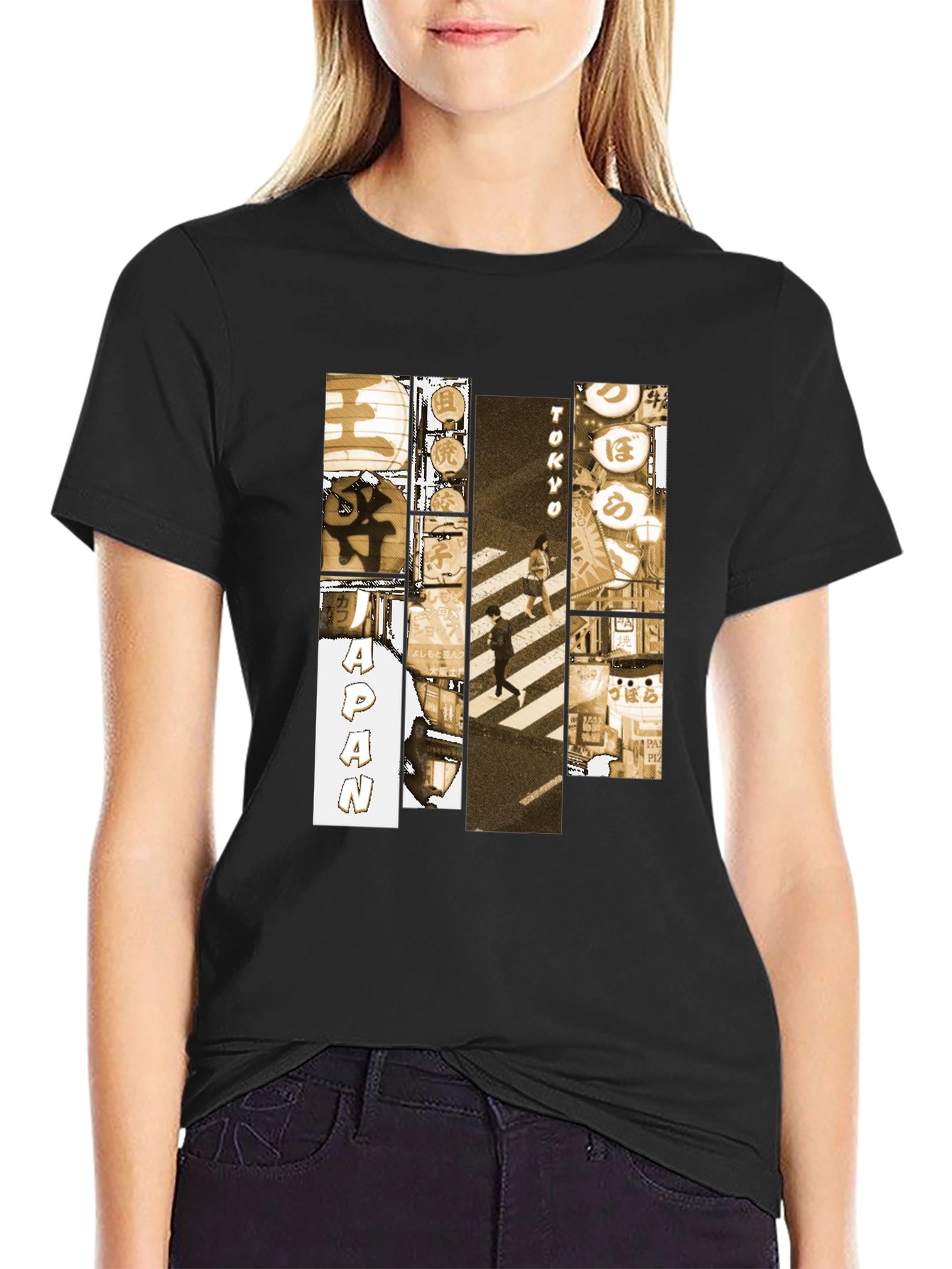 Tokyo Japan Graphic Print Black T-Shirt