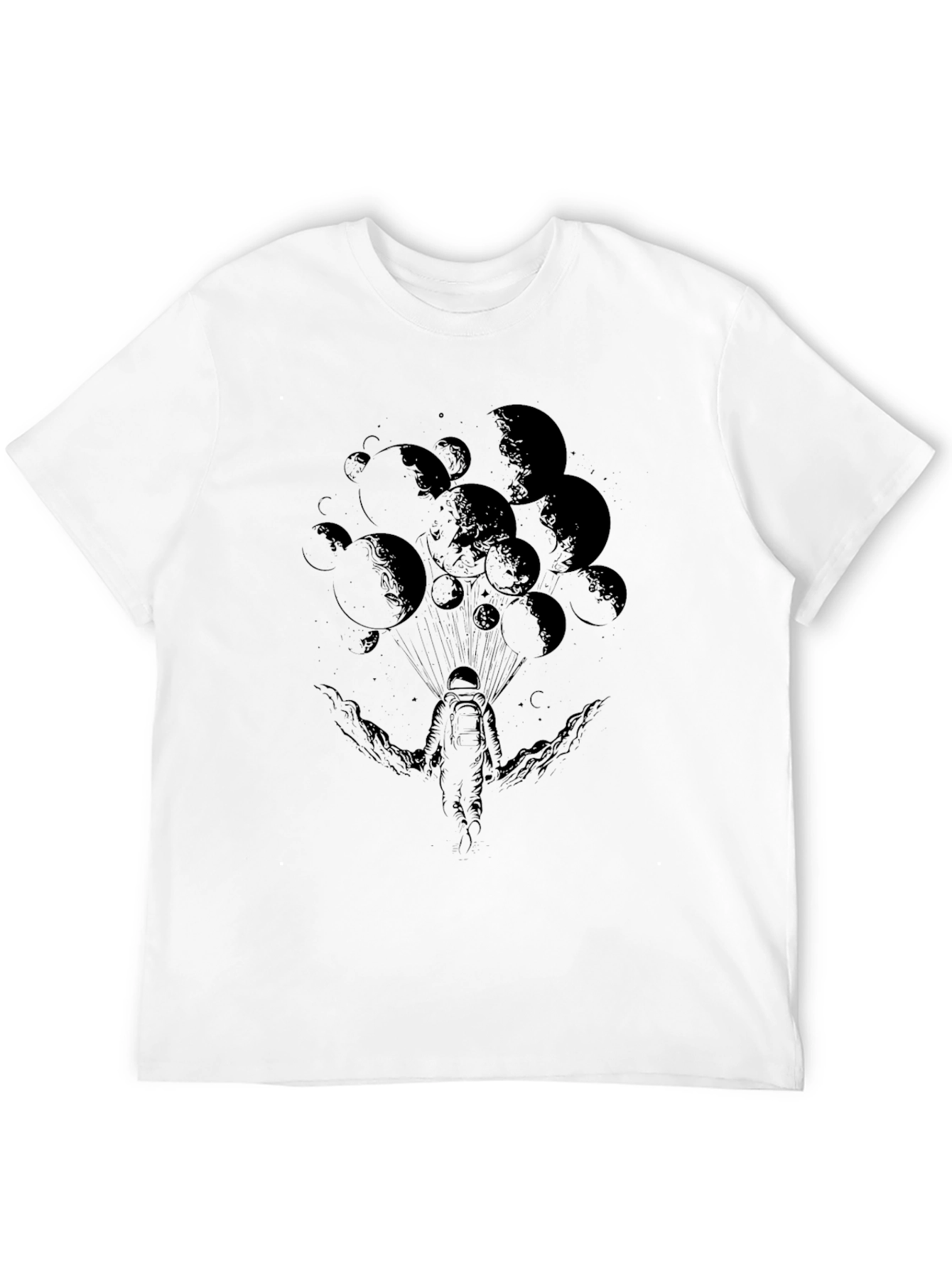 Astronaut Moon Graphic Tee - Black Cotton T-Shirt