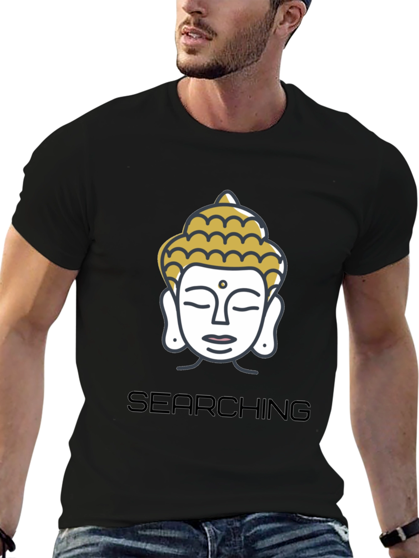 Searching Buddha Black Graphic Tee