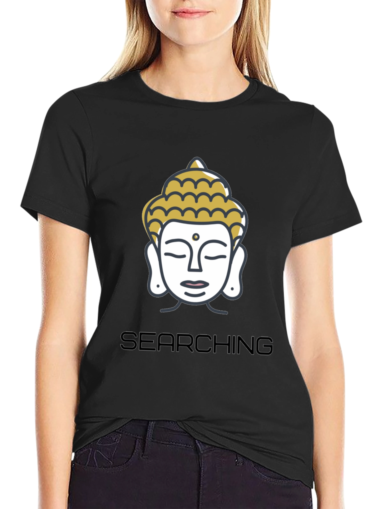 Searching Buddha Black Graphic Tee