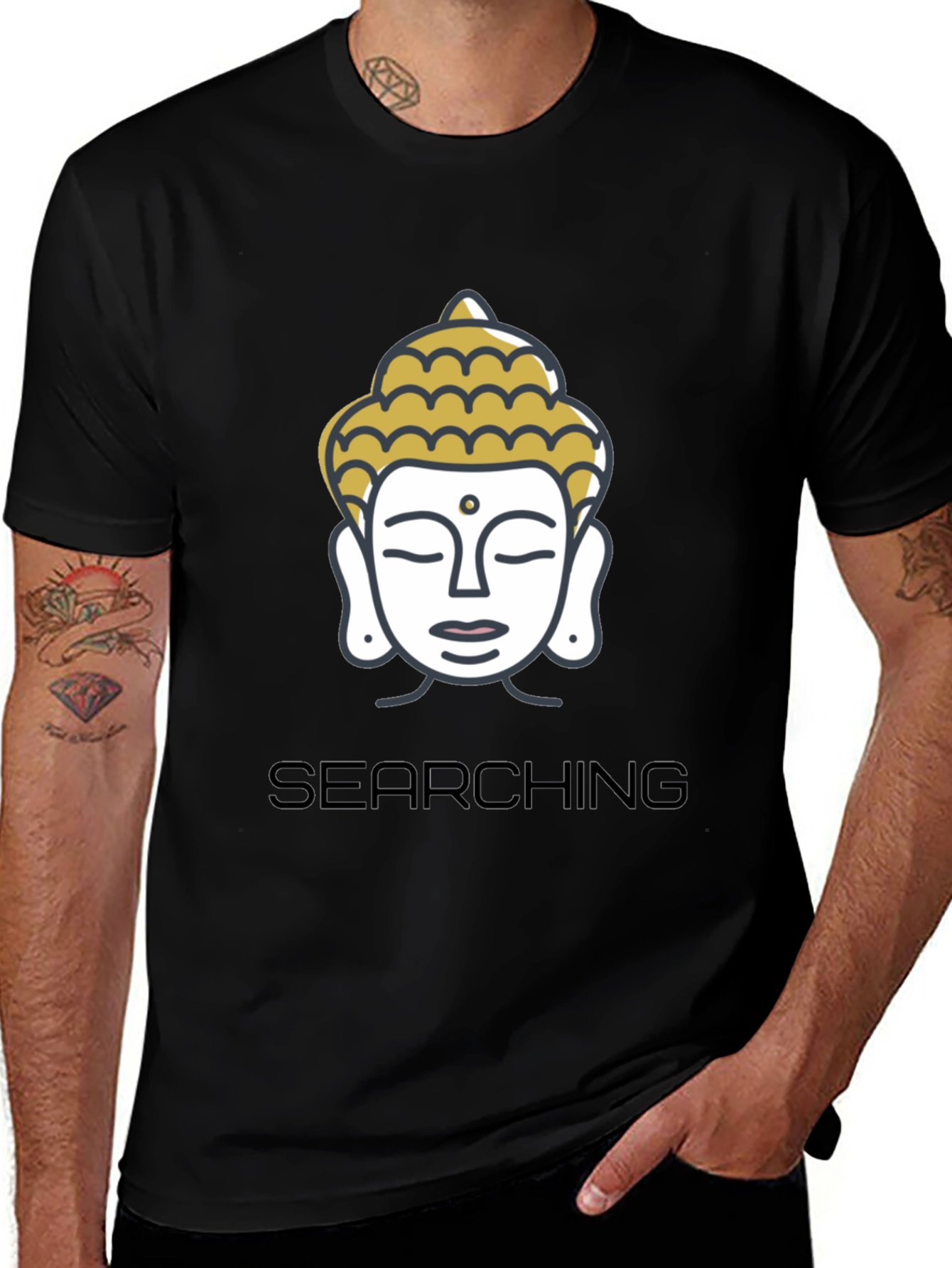 Searching Buddha Black Graphic Tee