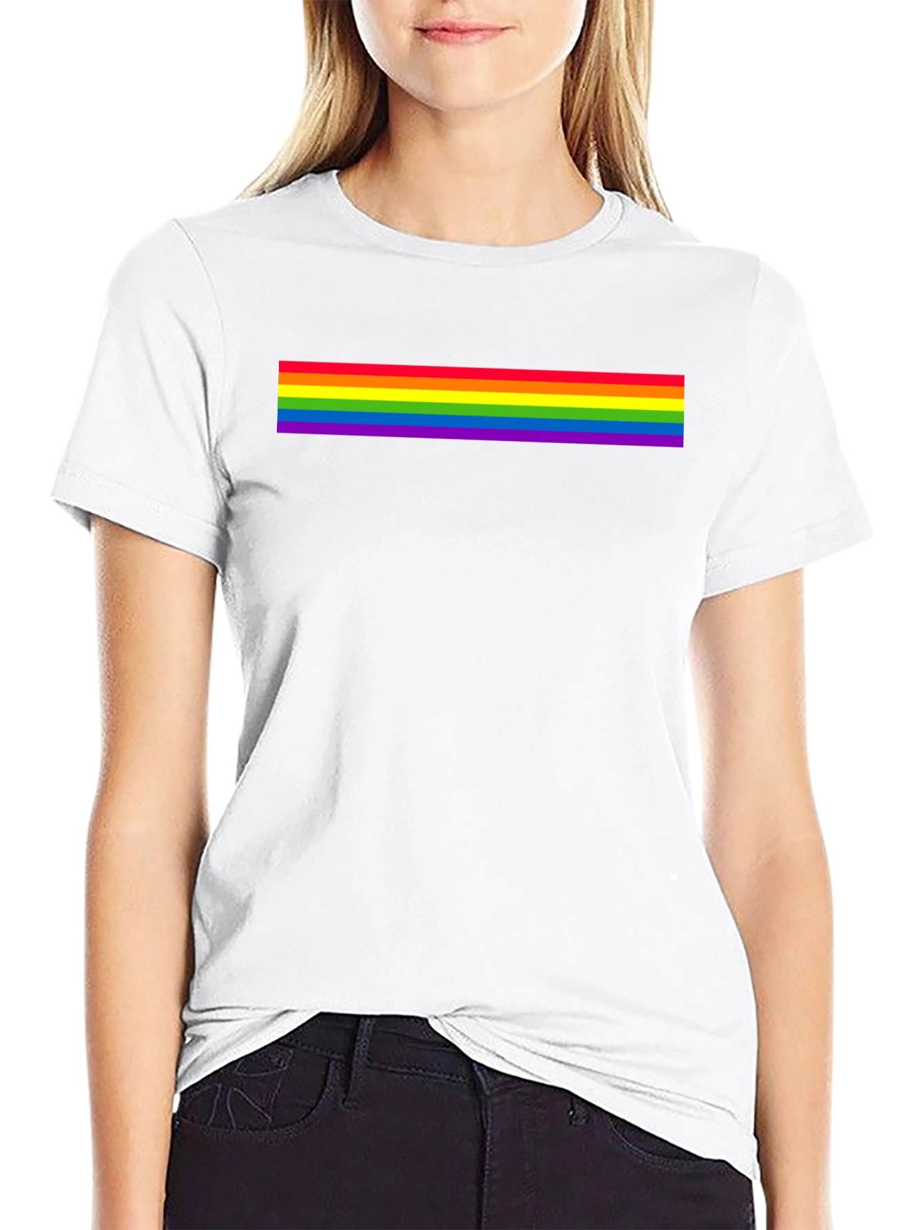 Pride Rainbow Stripe Black T-Shirt