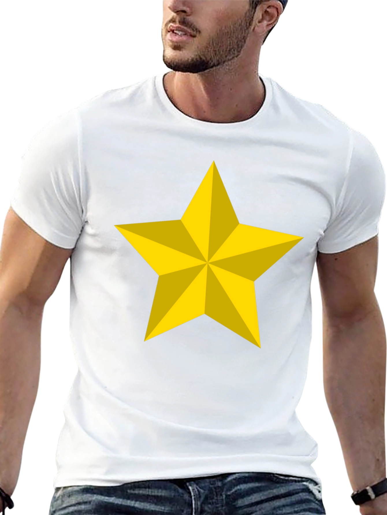 Bold Star Graphic Tee - Black Cotton Blend