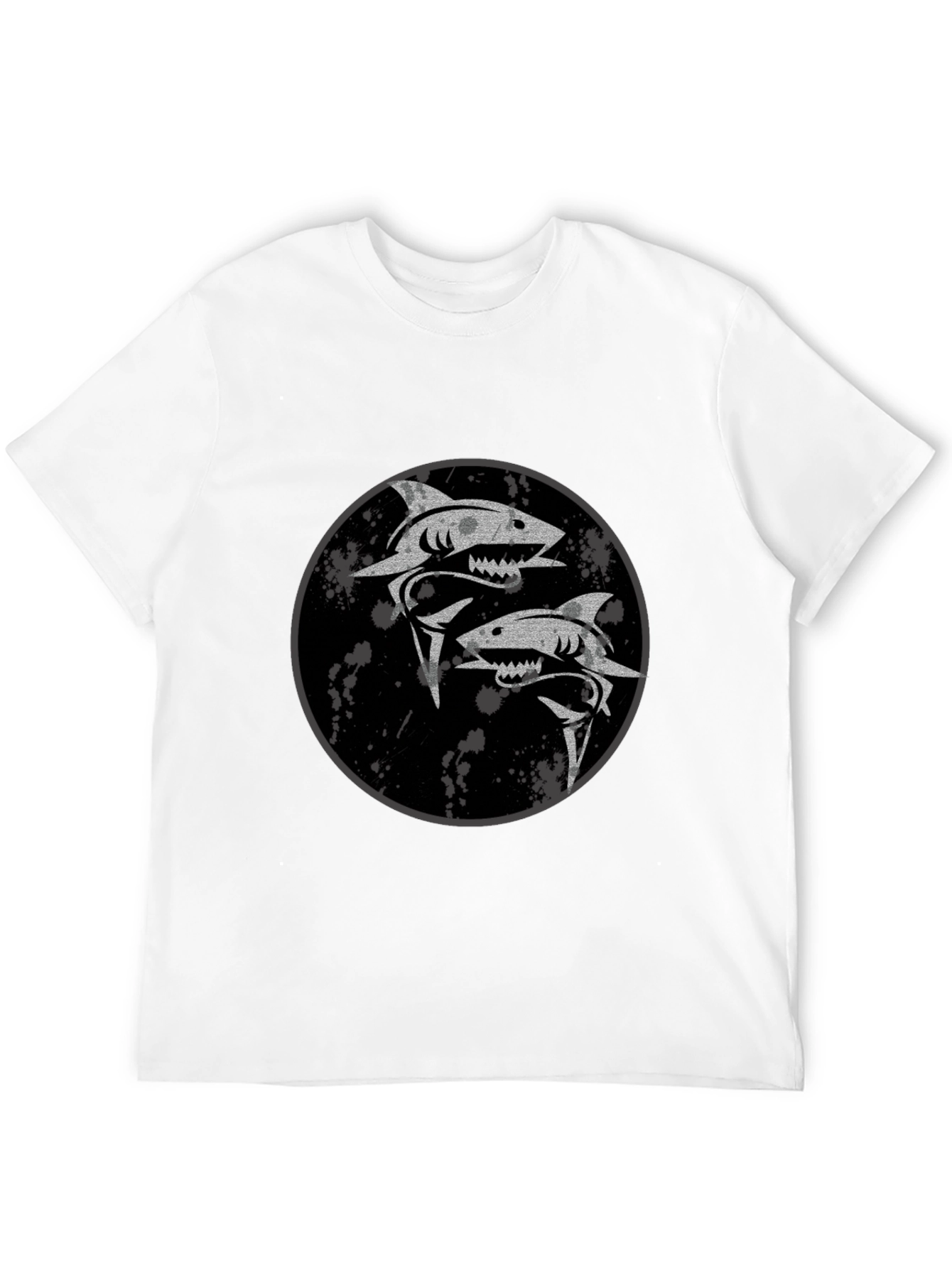 Shark Yin Yang Graphic Black T-Shirt