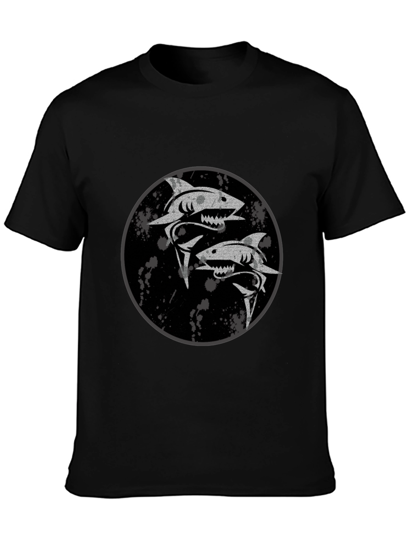 Shark Yin Yang Graphic Black T-Shirt