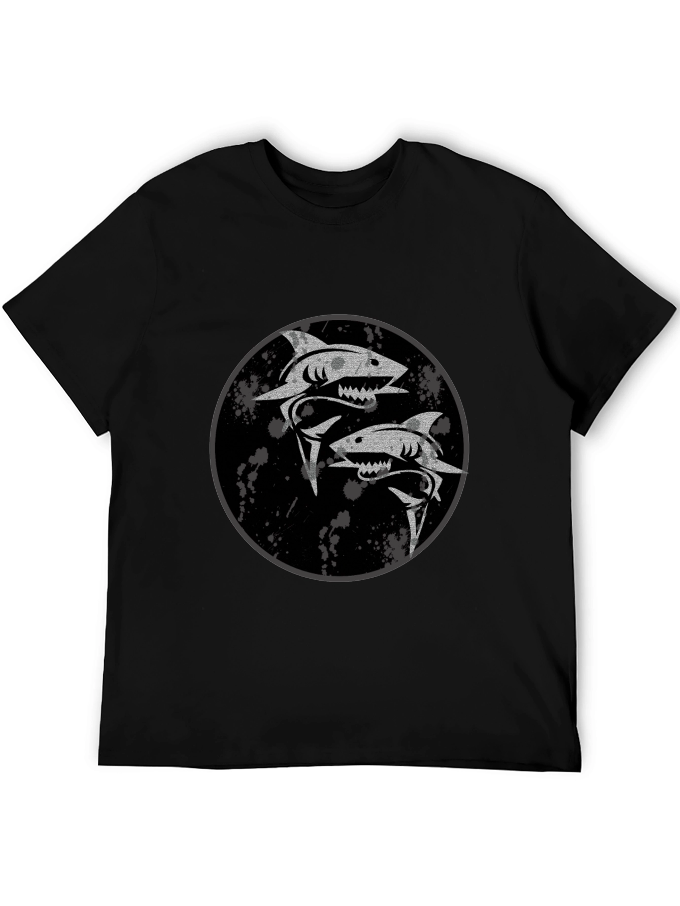 Shark Yin Yang Graphic Black T-Shirt