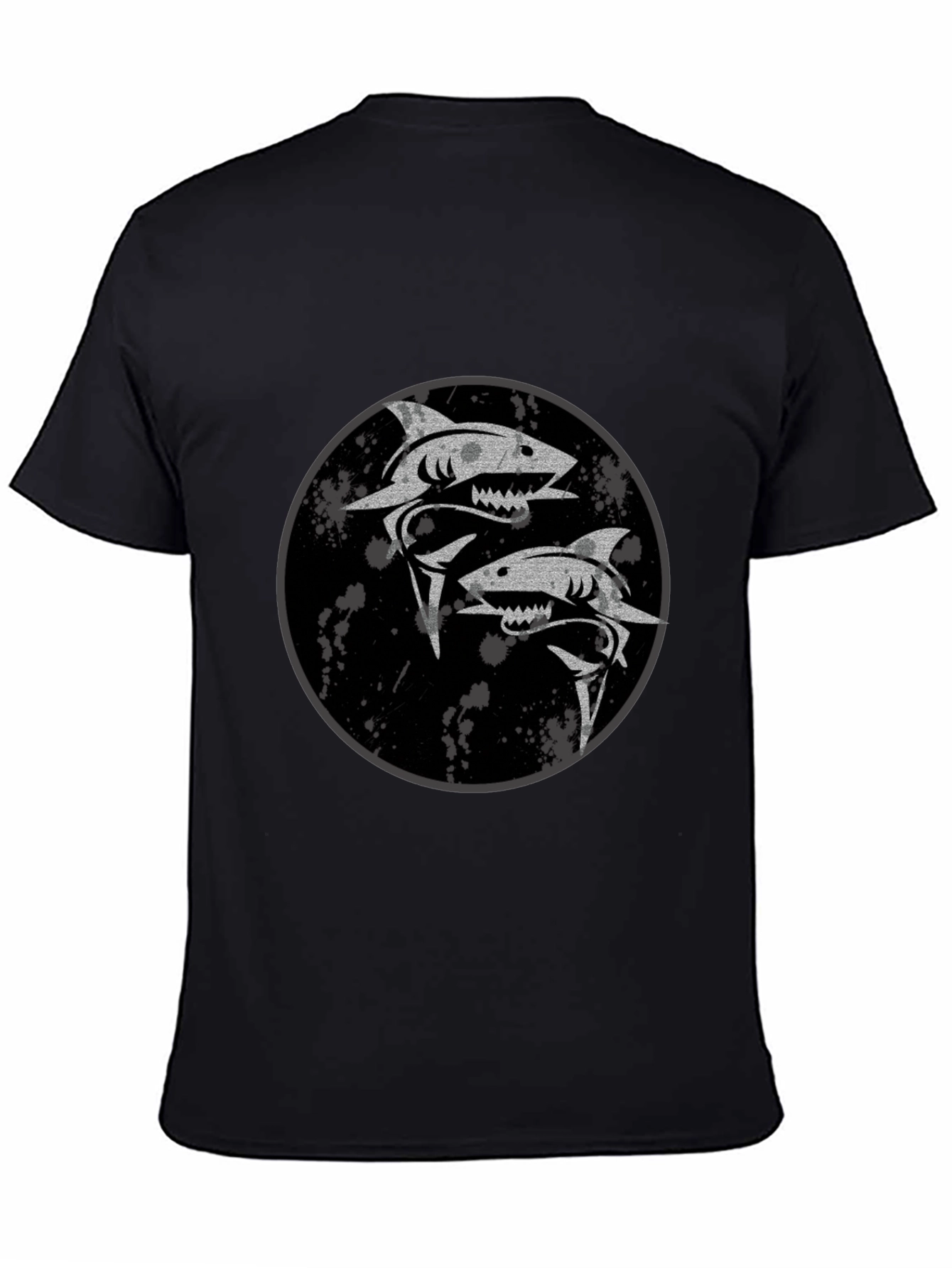 Shark Yin Yang Graphic Black T-Shirt