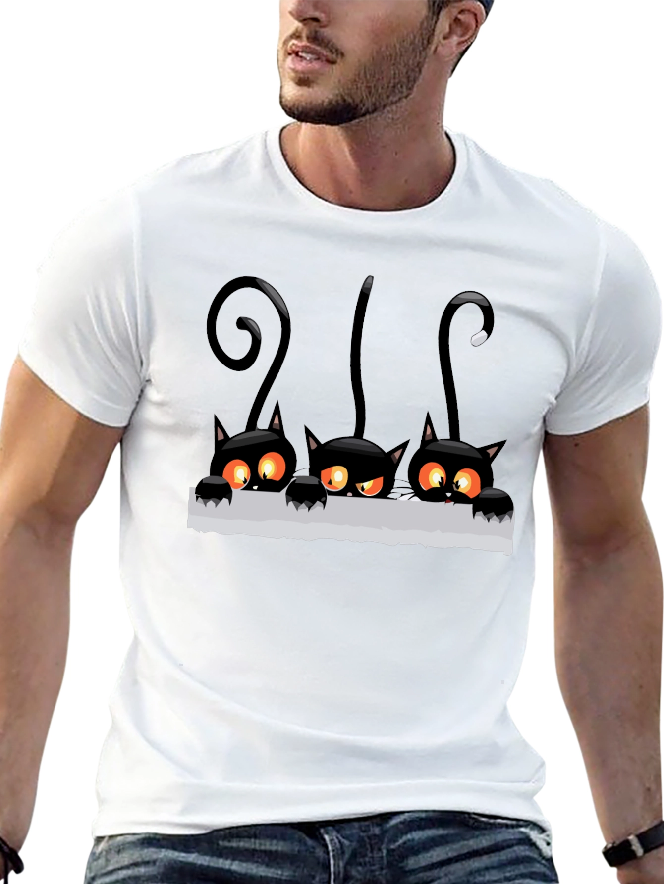 Black Cat Peekaboo Graphic T-Shirt