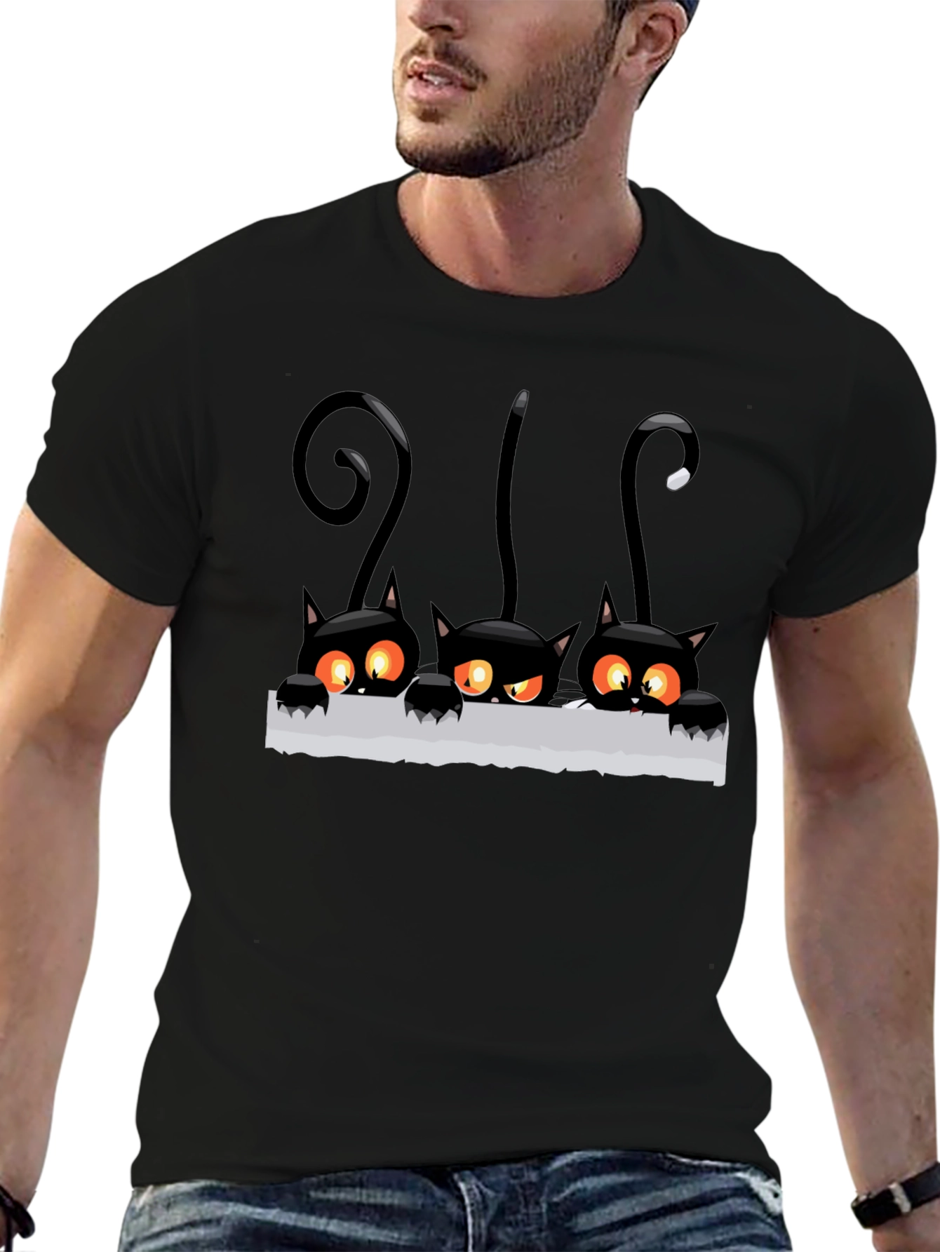 Black Cat Peekaboo Graphic T-Shirt