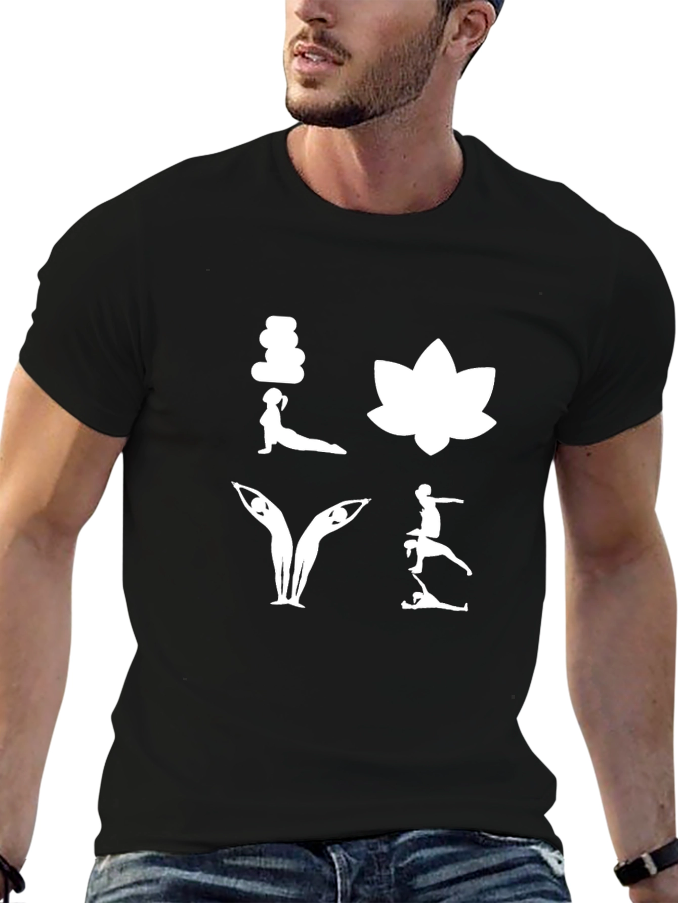 Yoga Love Black T-Shirt - Meditative Design