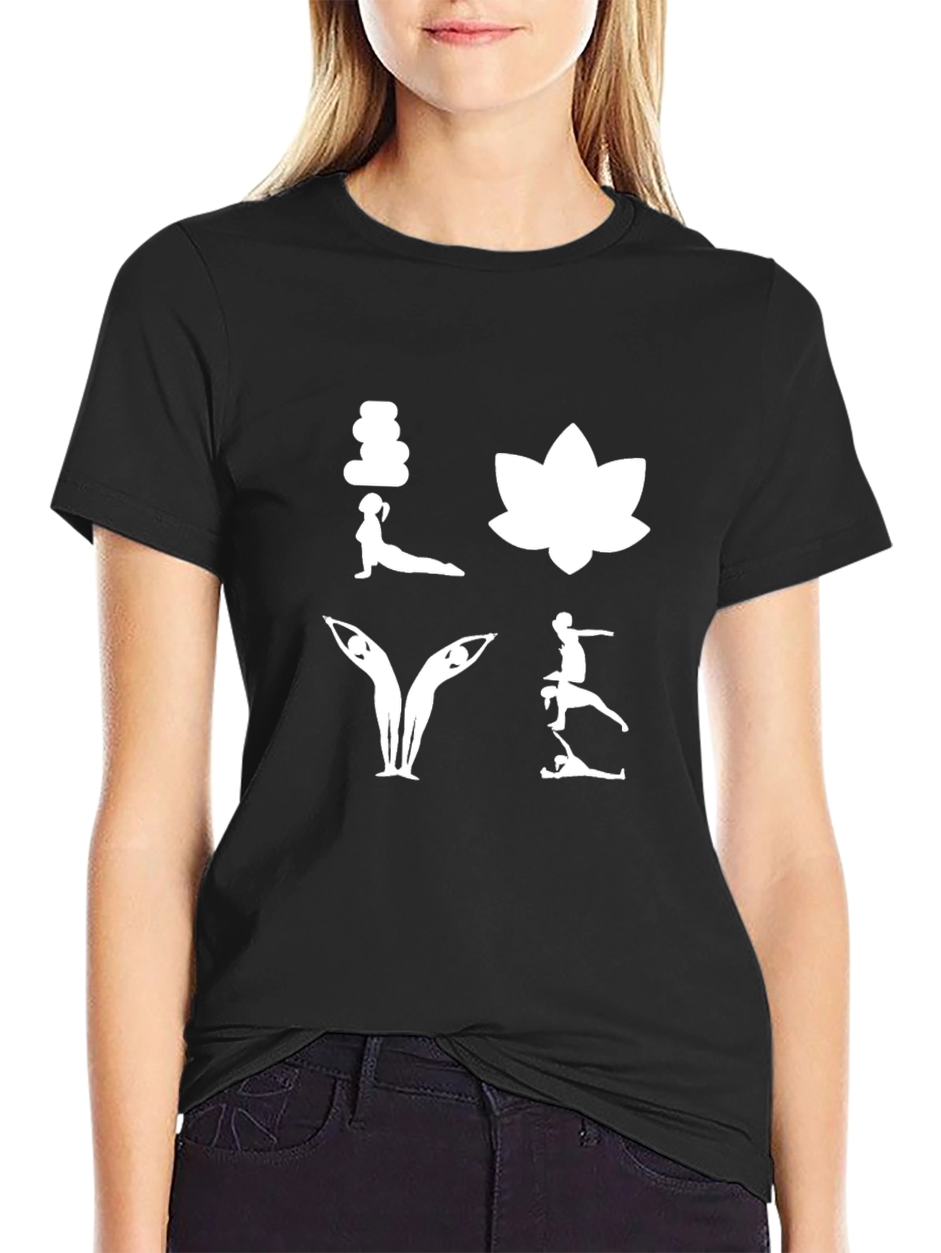 Yoga Love Black T-Shirt - Meditative Design
