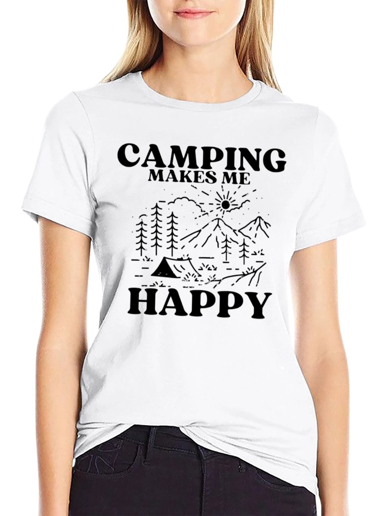 Camping Makes Me Happy T-Shirt - Adventure Graphic Tee