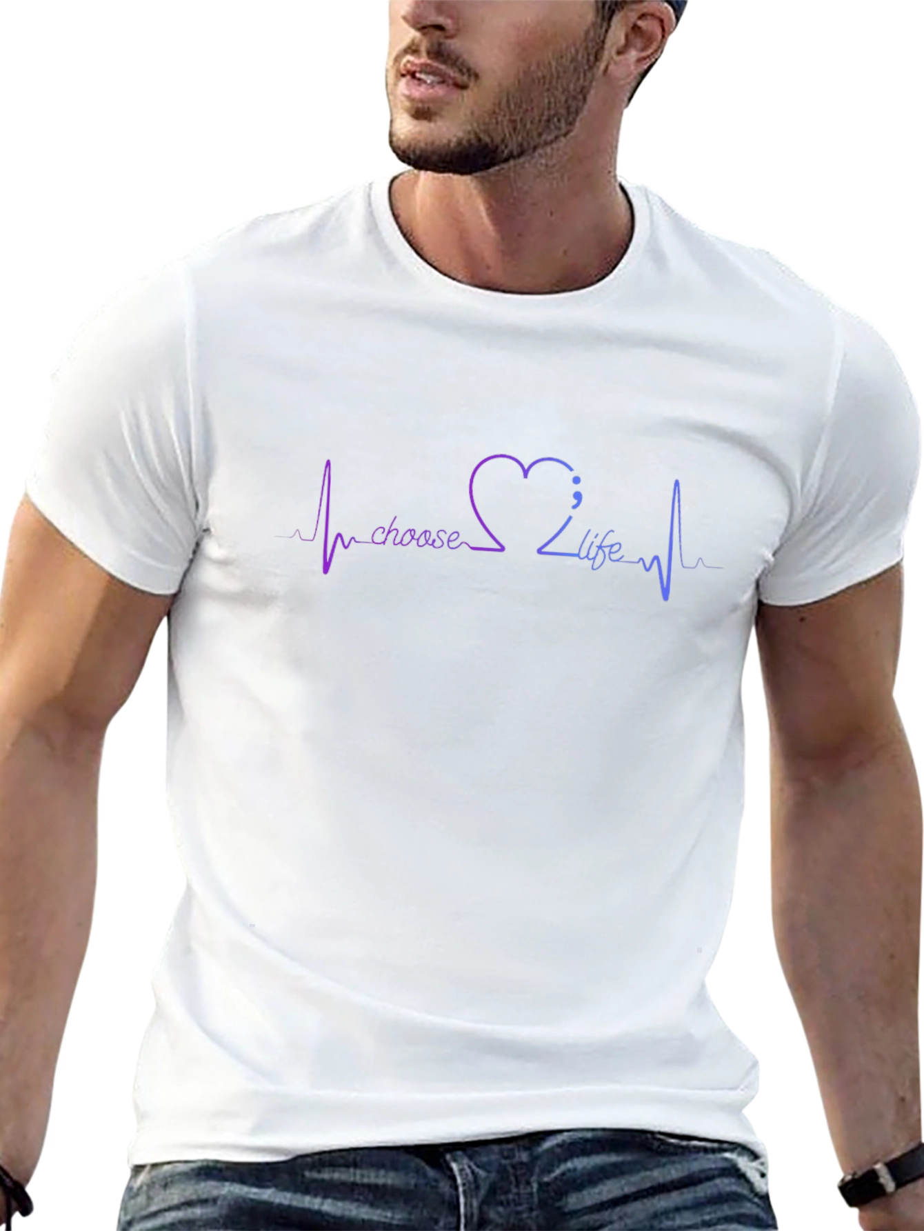 Choose Life Heartbeat T-Shirt - Mental Health Awareness