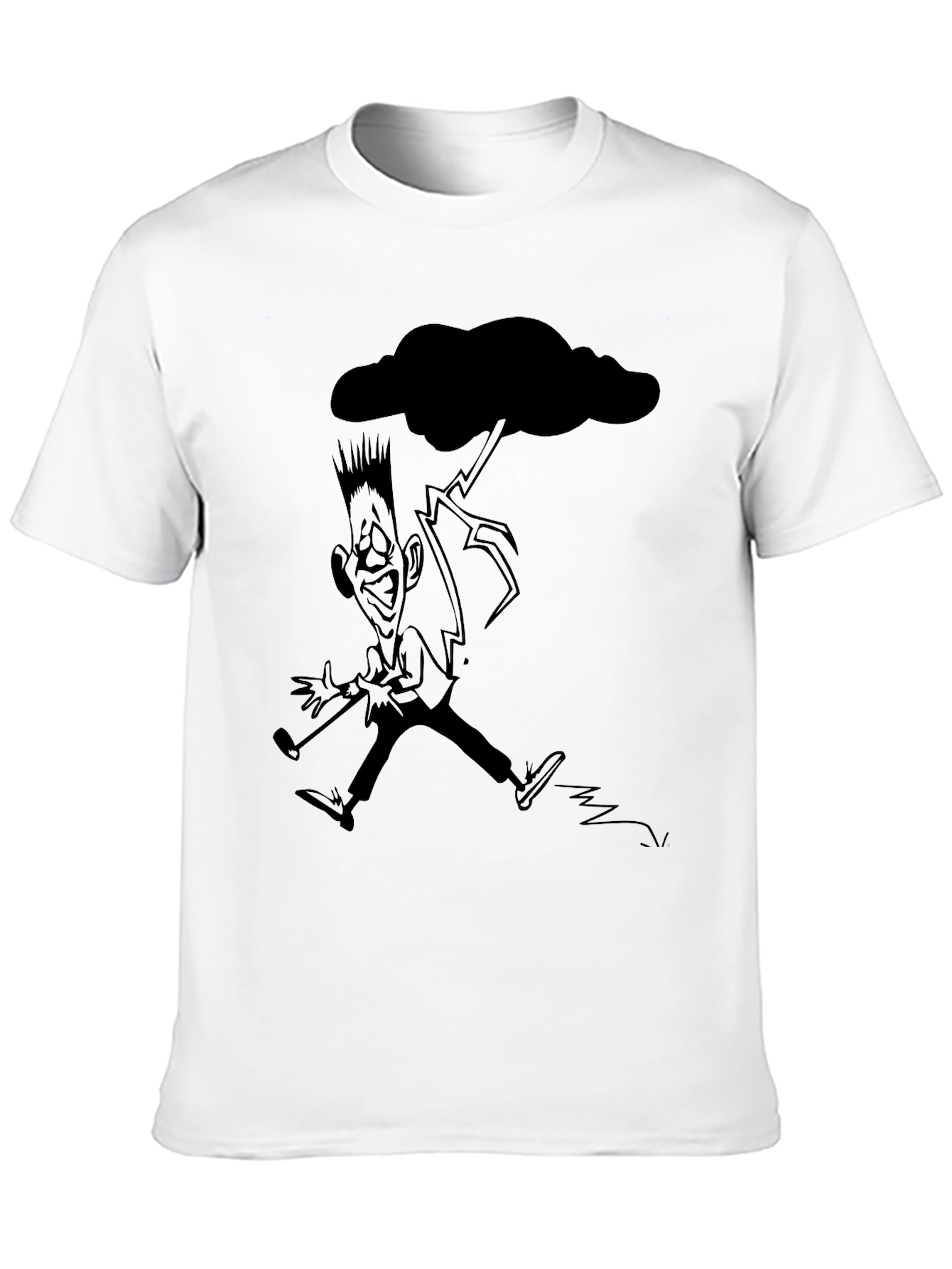 Black T-Shirt with Funny Weather Cartoon