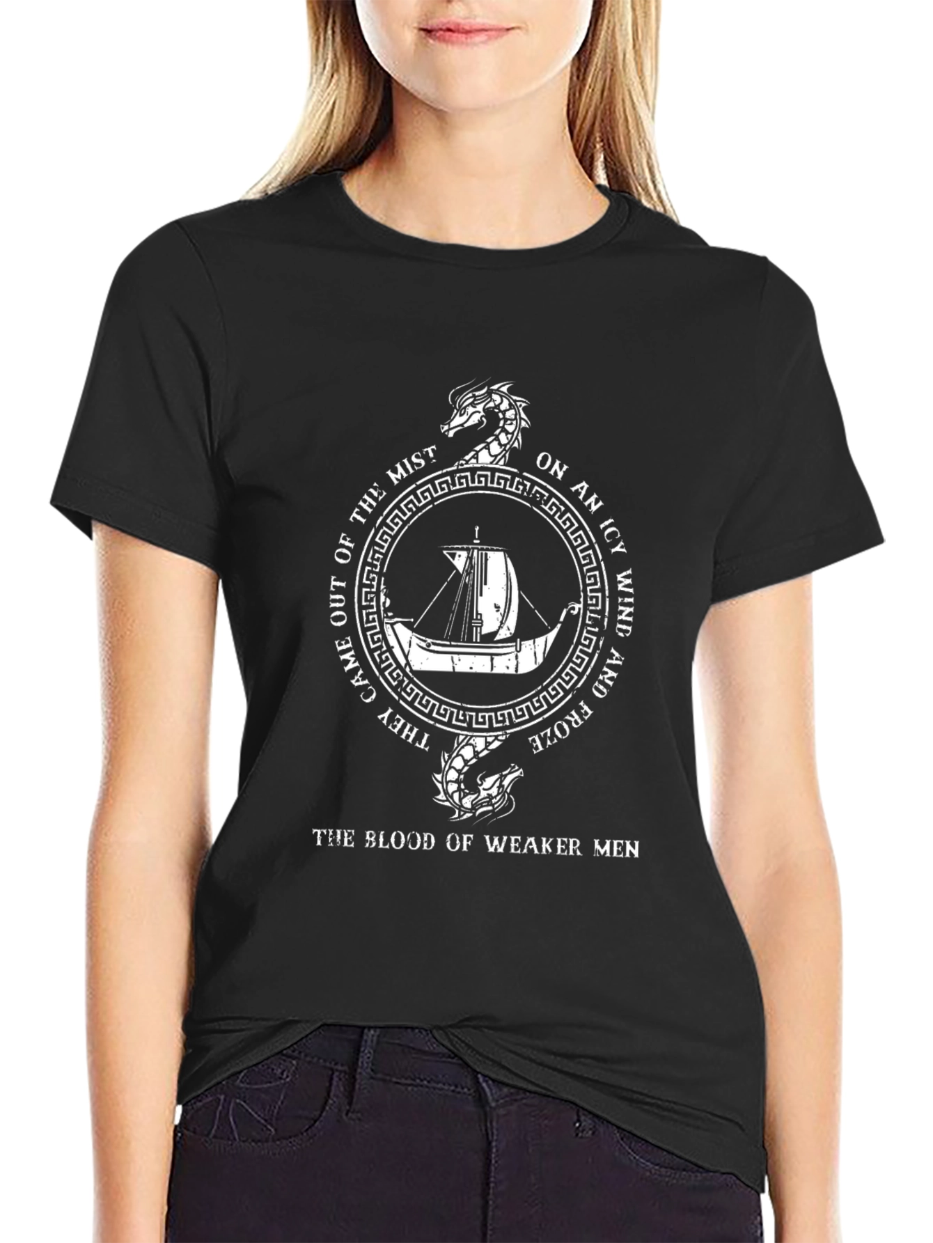 Viking Dragon Ship T-Shirt - Blood of Weaker Men