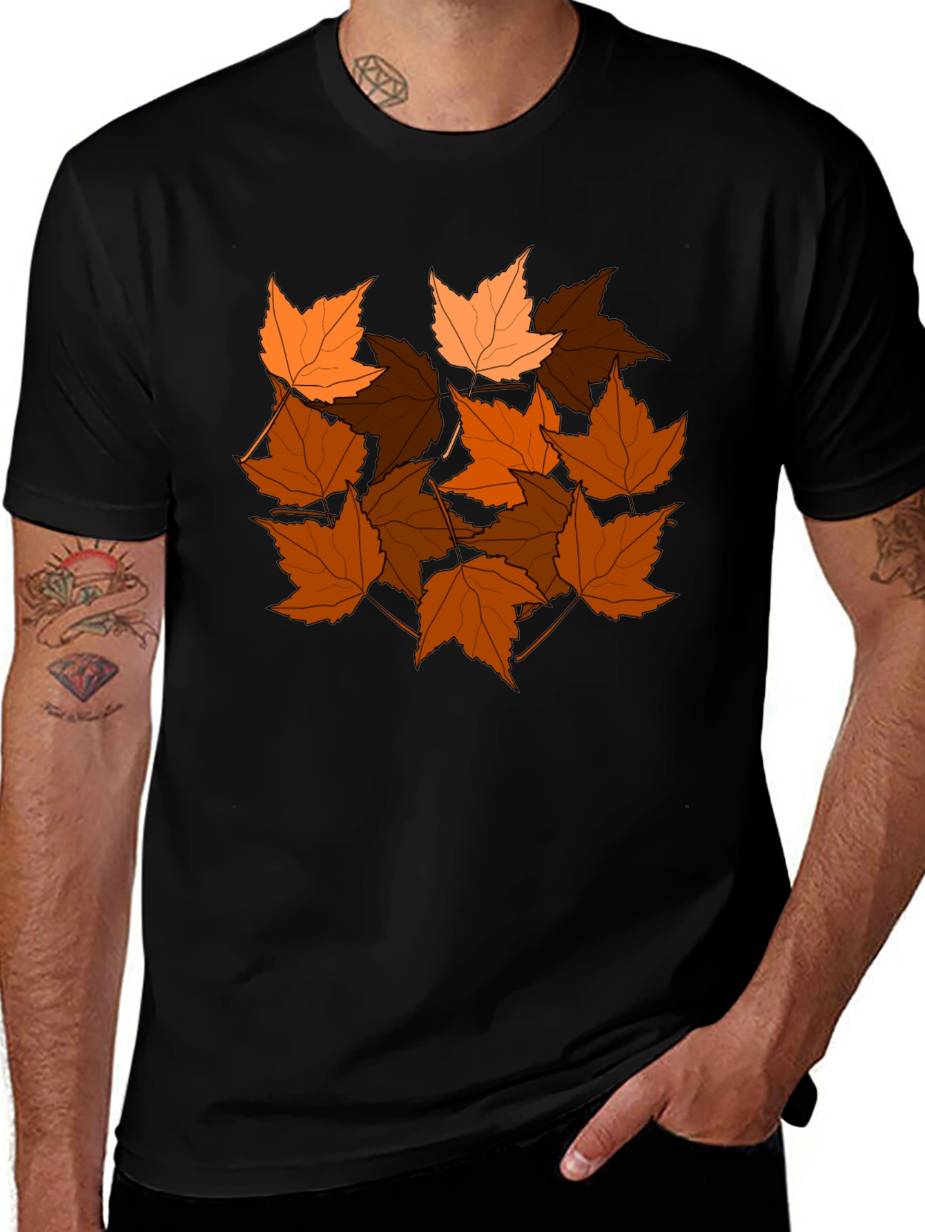 Autumn Leaves Graphic Tee - Stylish Fall T-Shirt