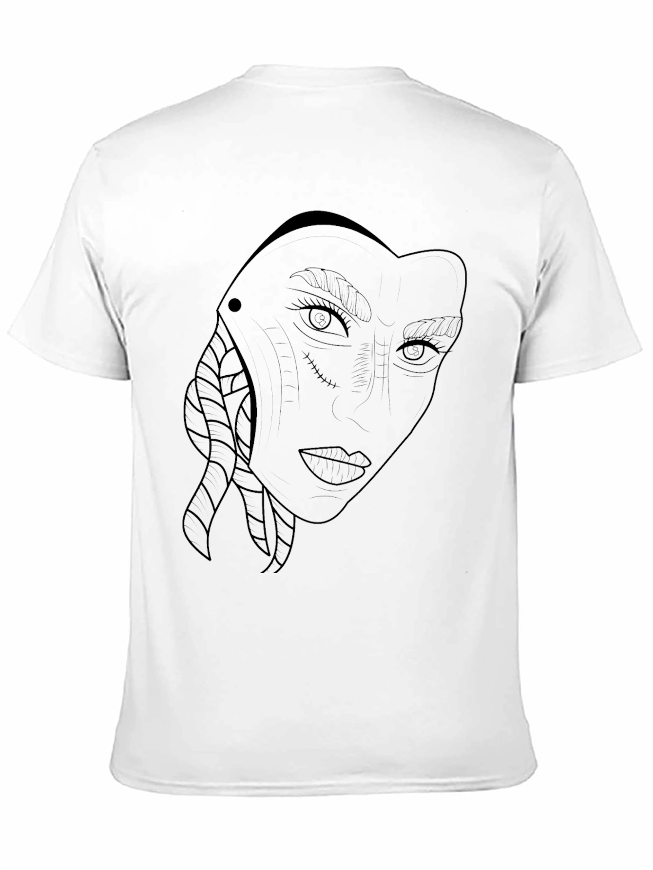 Abstract Face Line Art Black T-Shirt