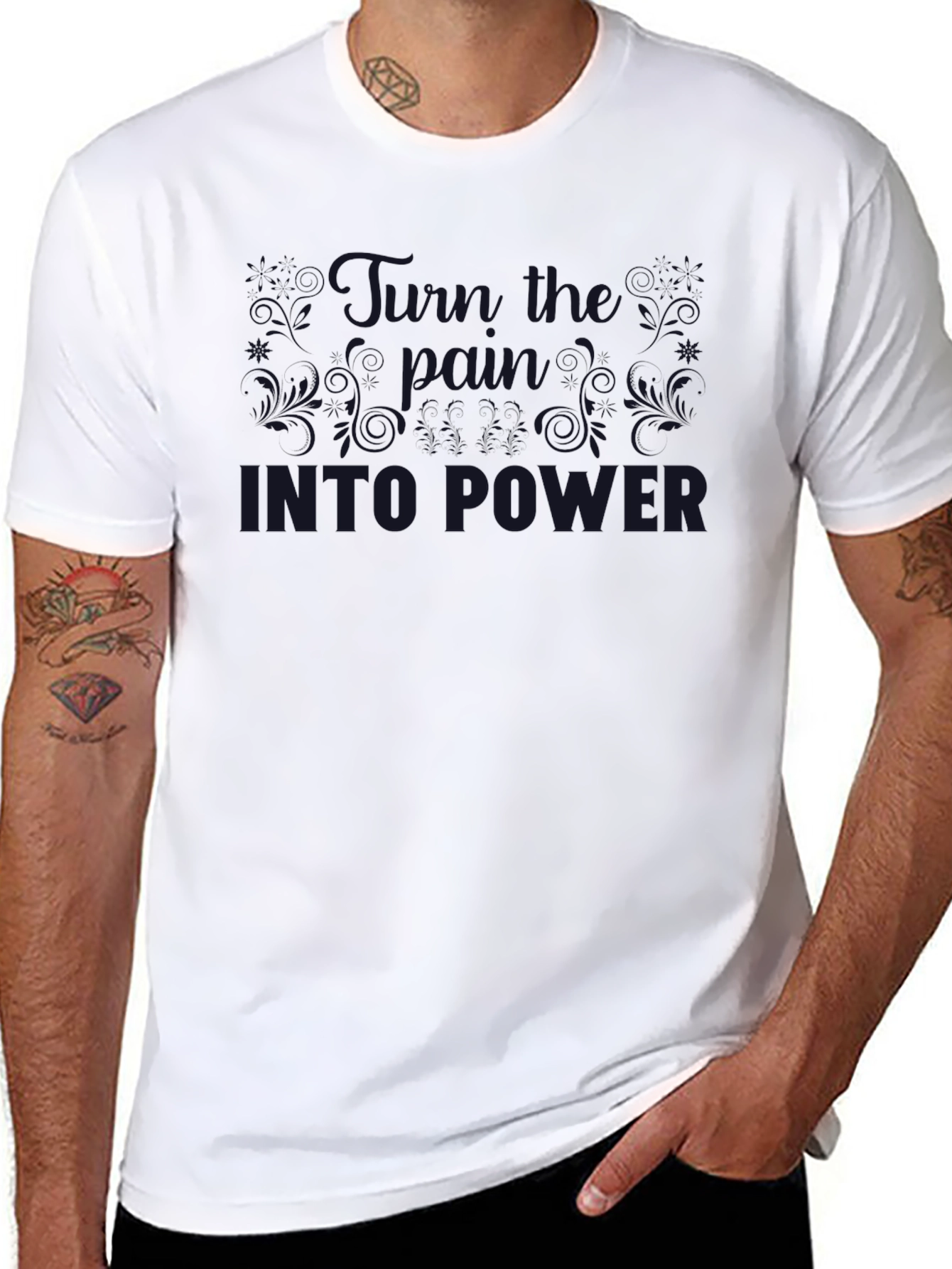 Black Graphic T-Shirt - Turn Pain Into Power