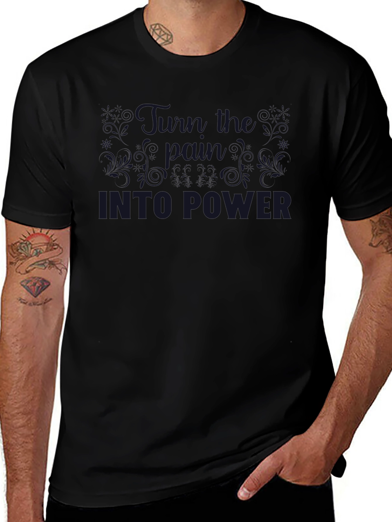 Black Graphic T-Shirt - Turn Pain Into Power