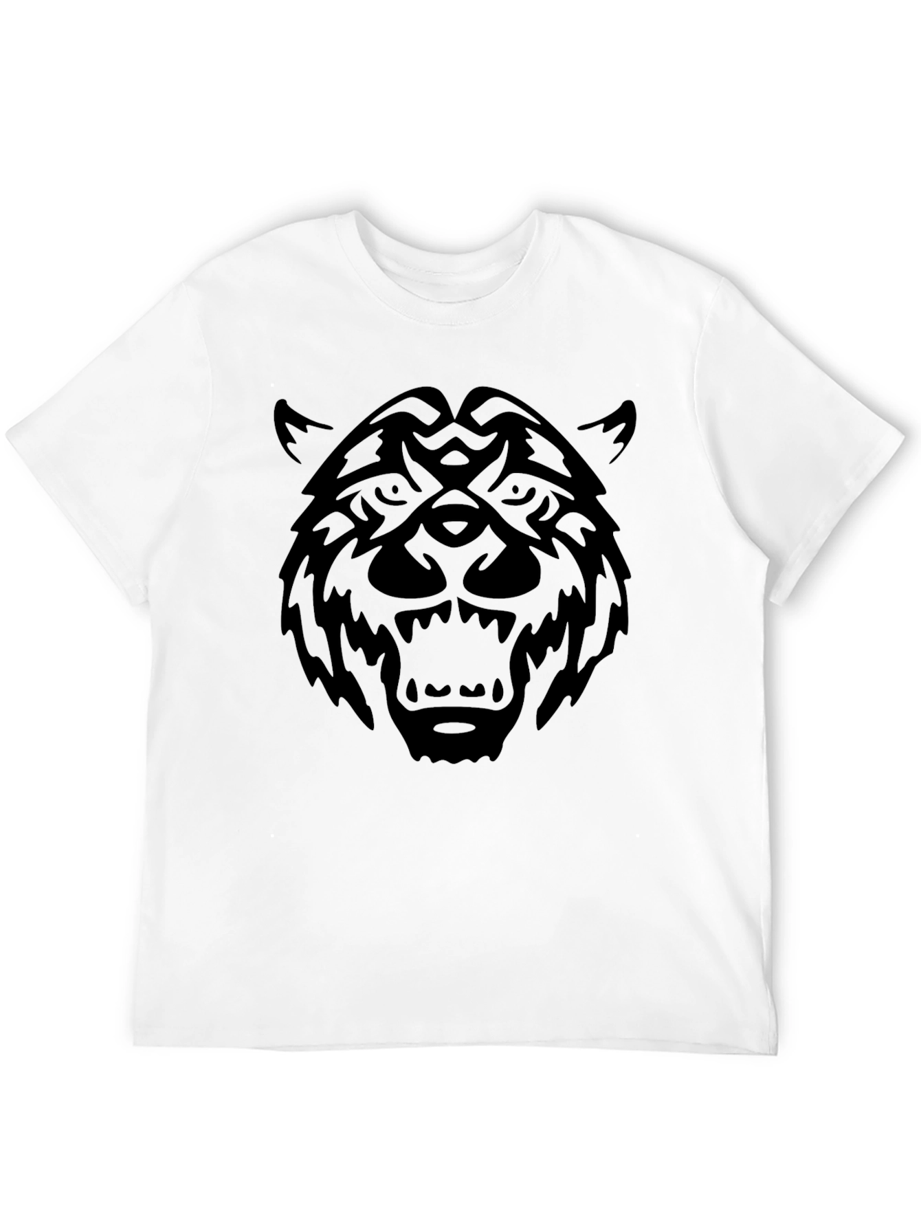 Tribal Wolf Graphic Black T-Shirt