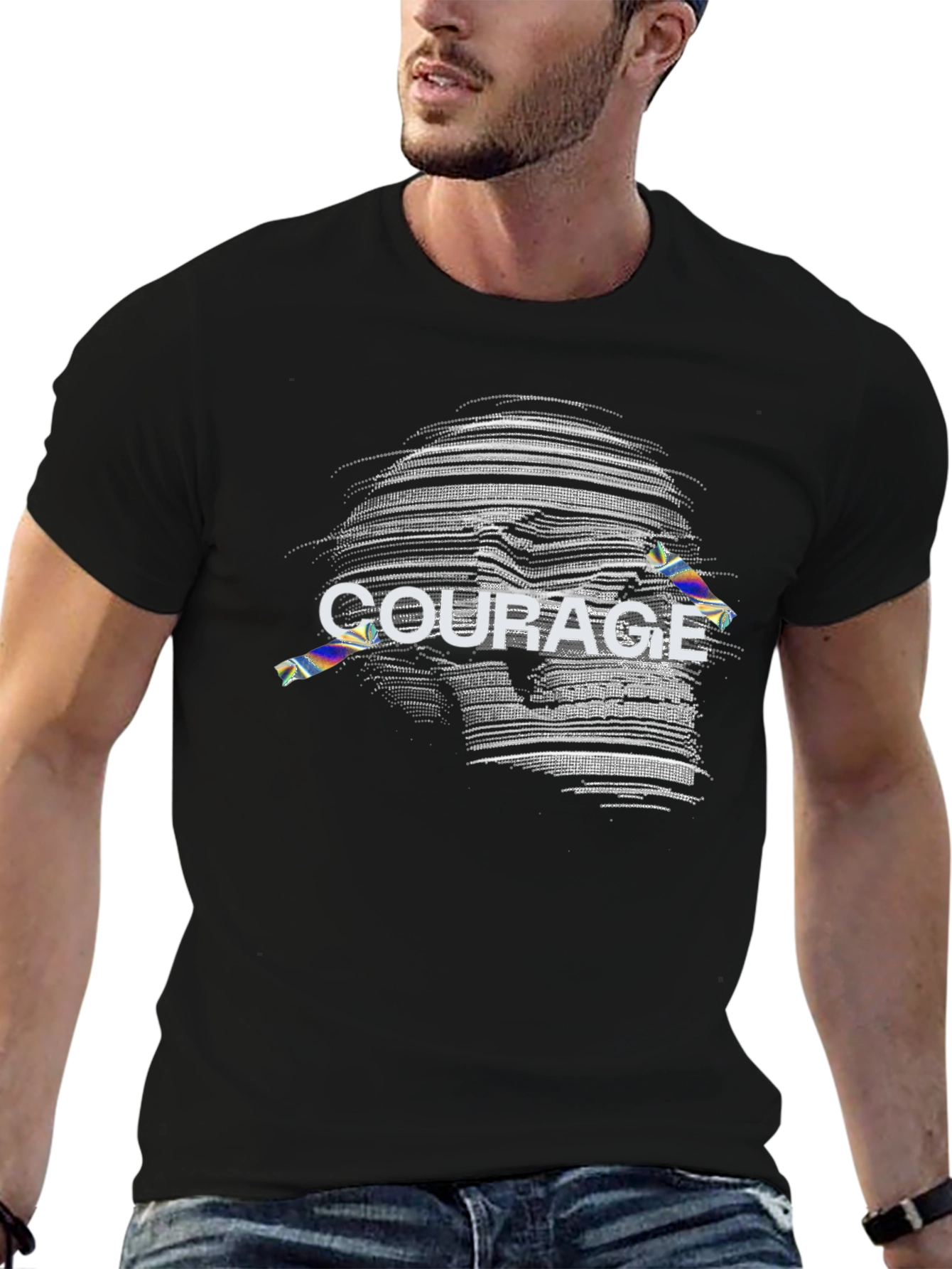 Courage Graphic T-Shirt - Black Cotton Tee