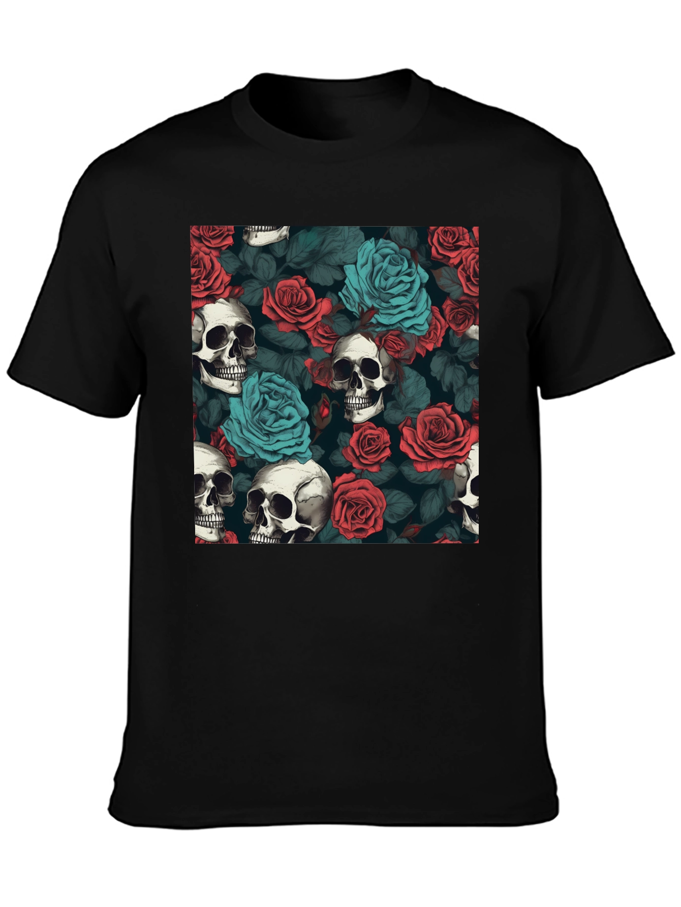 Skull & Rose Graphic Tee - Dark Aesthetic