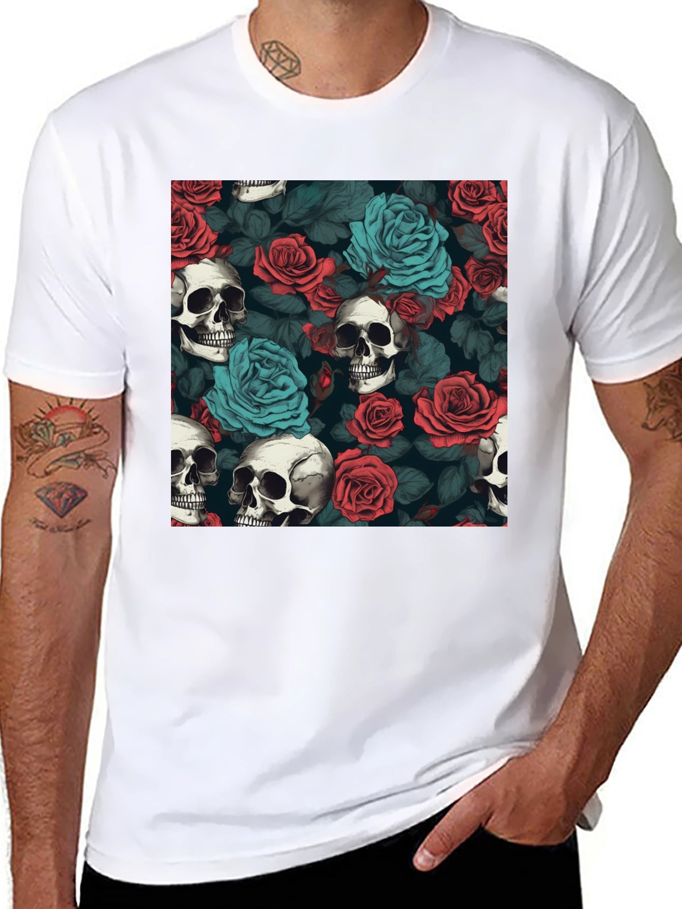 Skull & Rose Graphic Tee - Dark Aesthetic