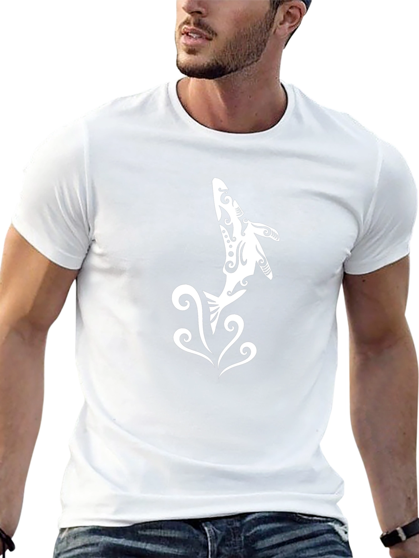 Tribal Dolphin Graphic Black T-Shirt